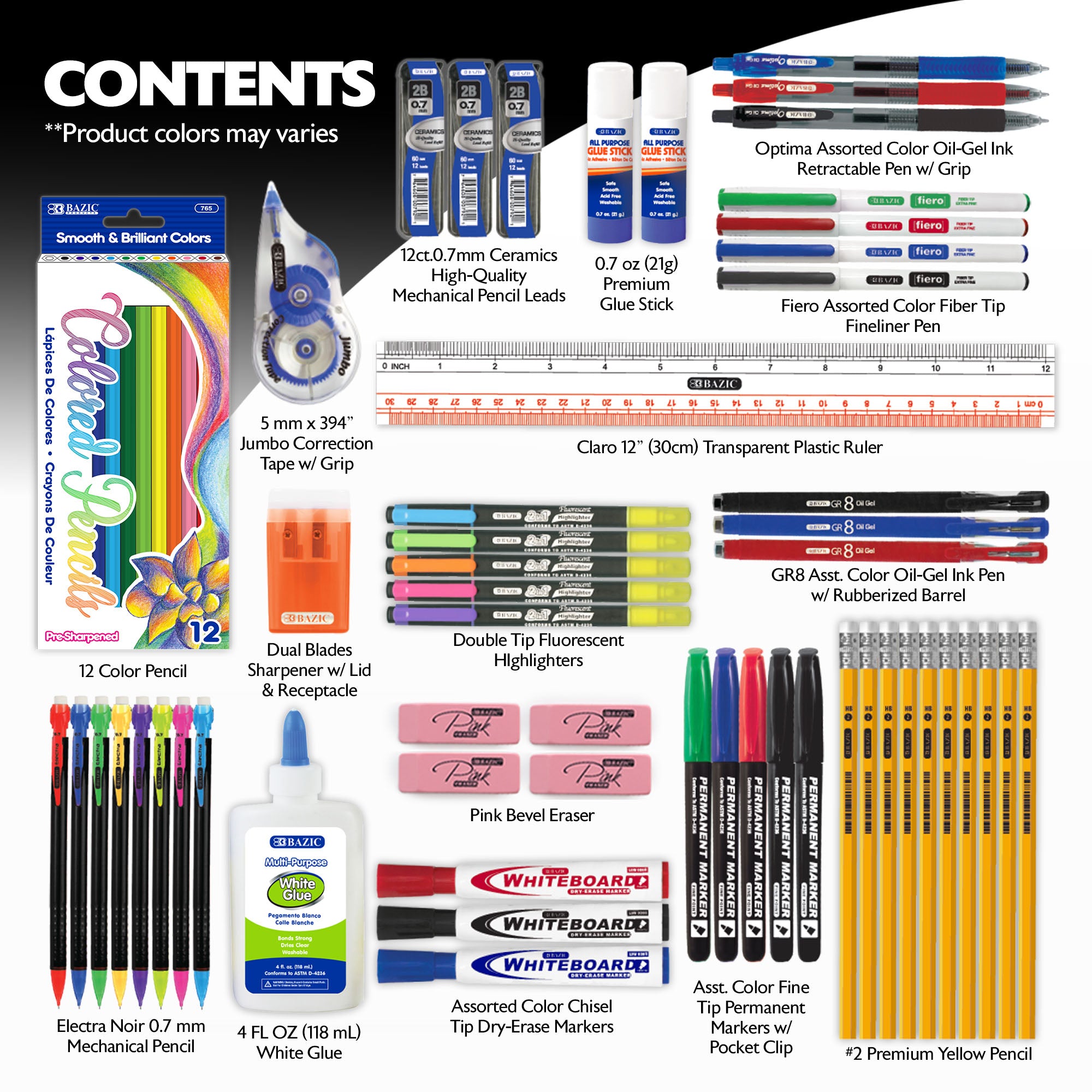 Back to School Supplies Kit, 66 Pieces