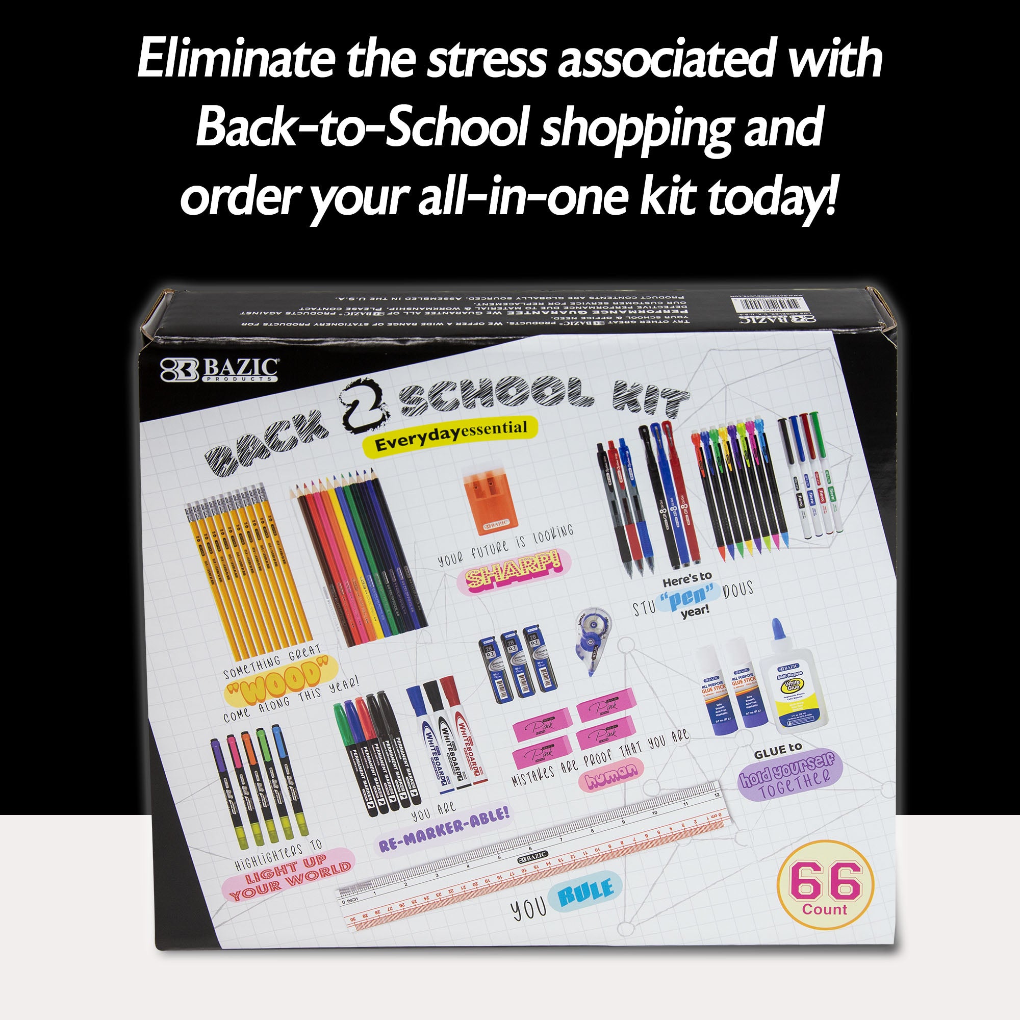 Back to School Supplies Kit, 66 Pieces