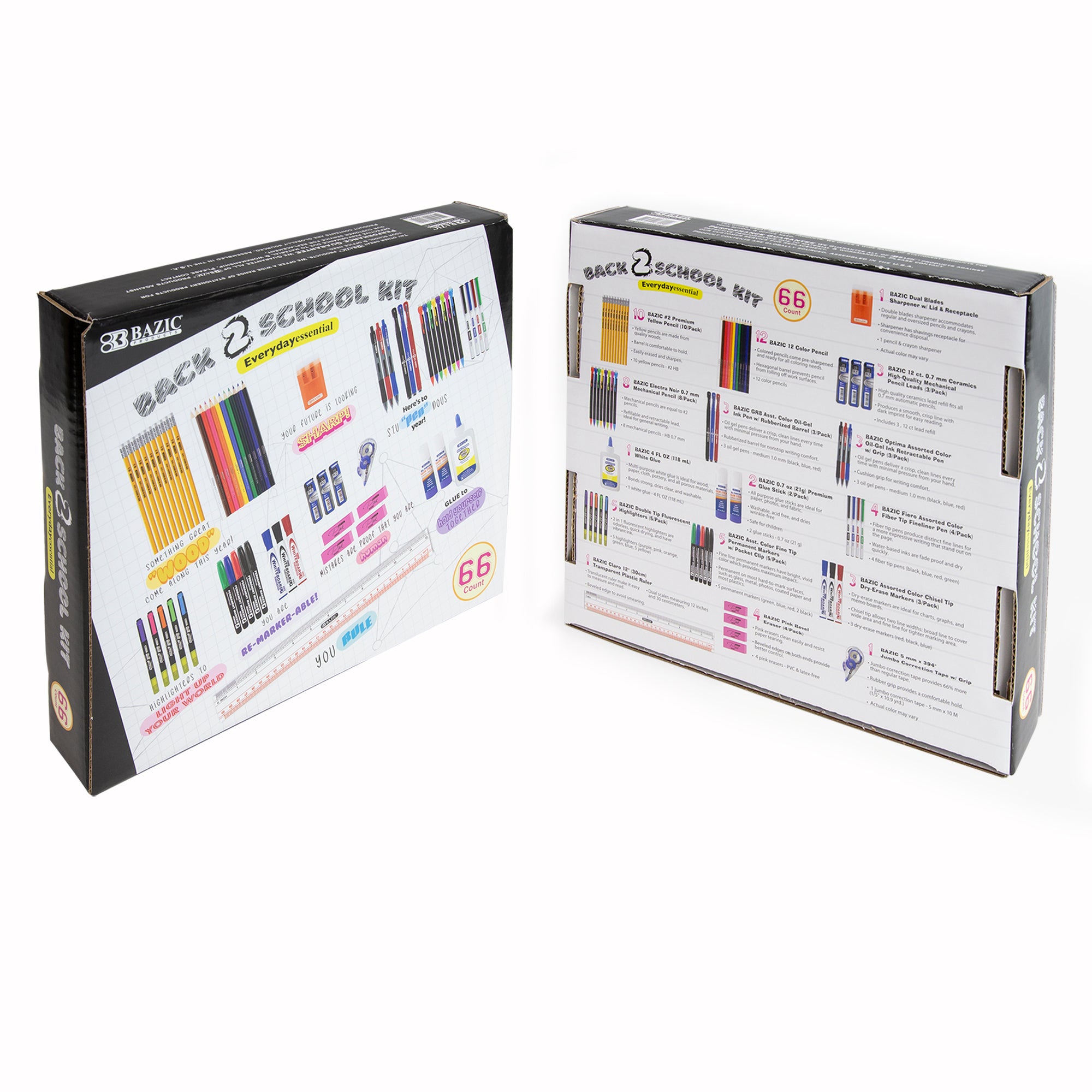 Back to School Supplies Kit, 66 Pieces