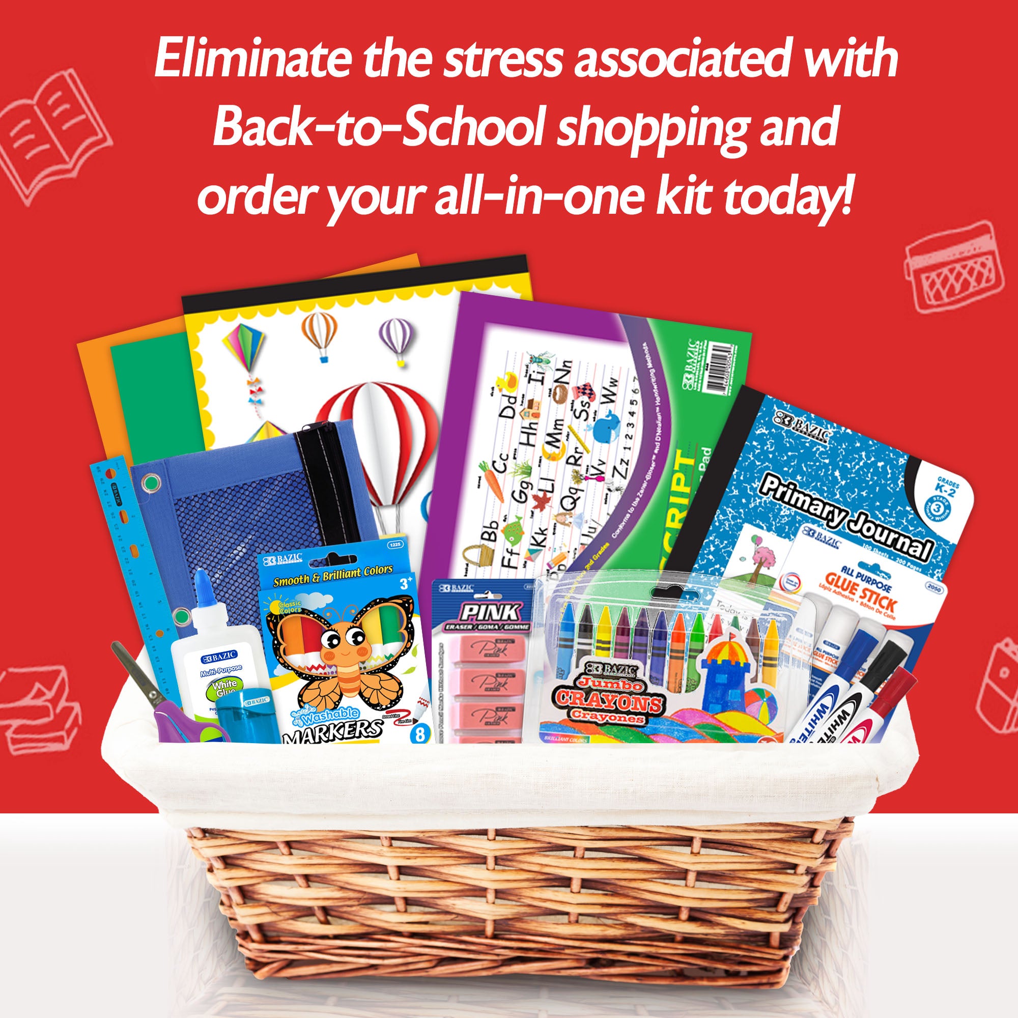 Primary School Supplies Kit, 17 Pieces, Grades K-2
