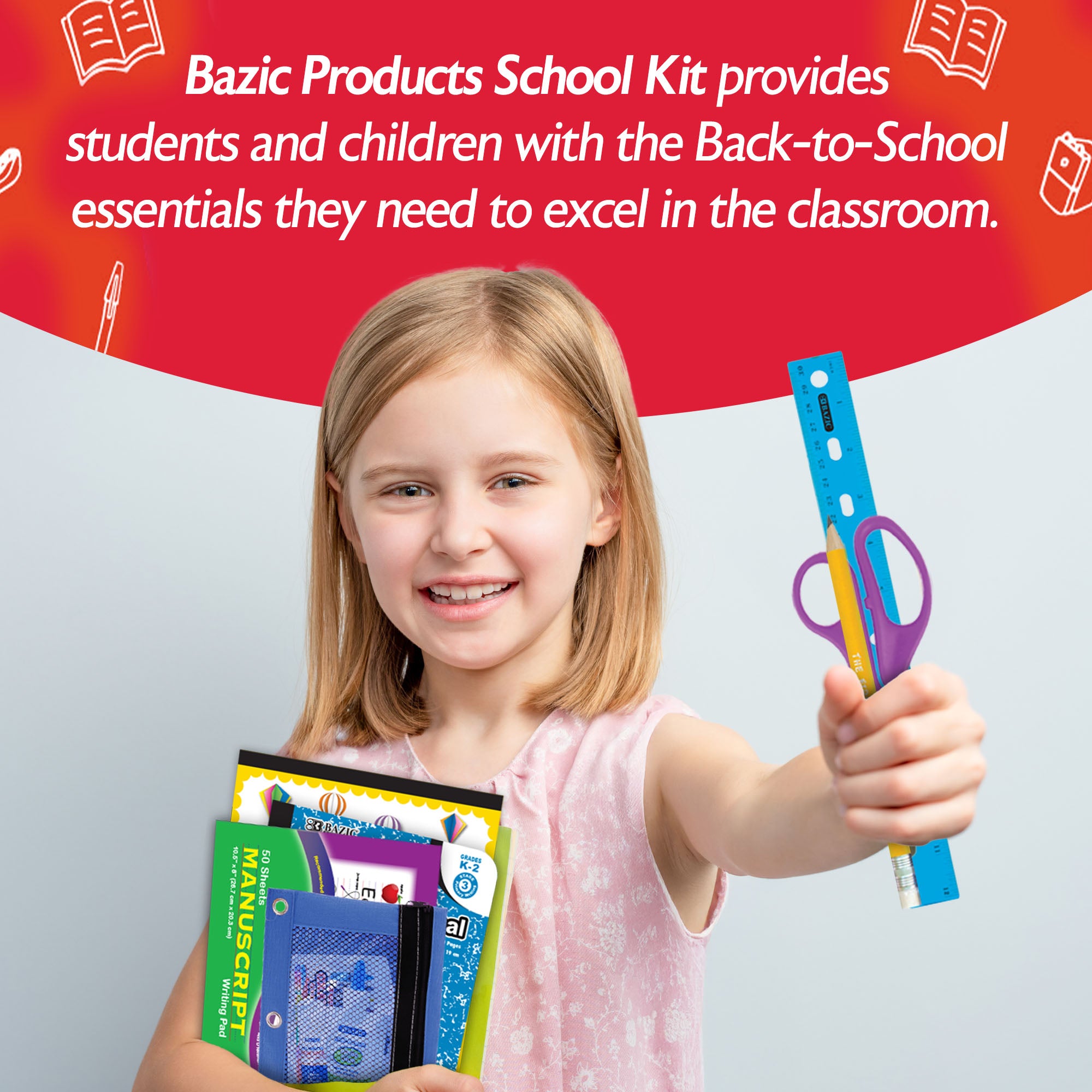 Primary School Supplies Kit, 17 Pieces, Grades K-2