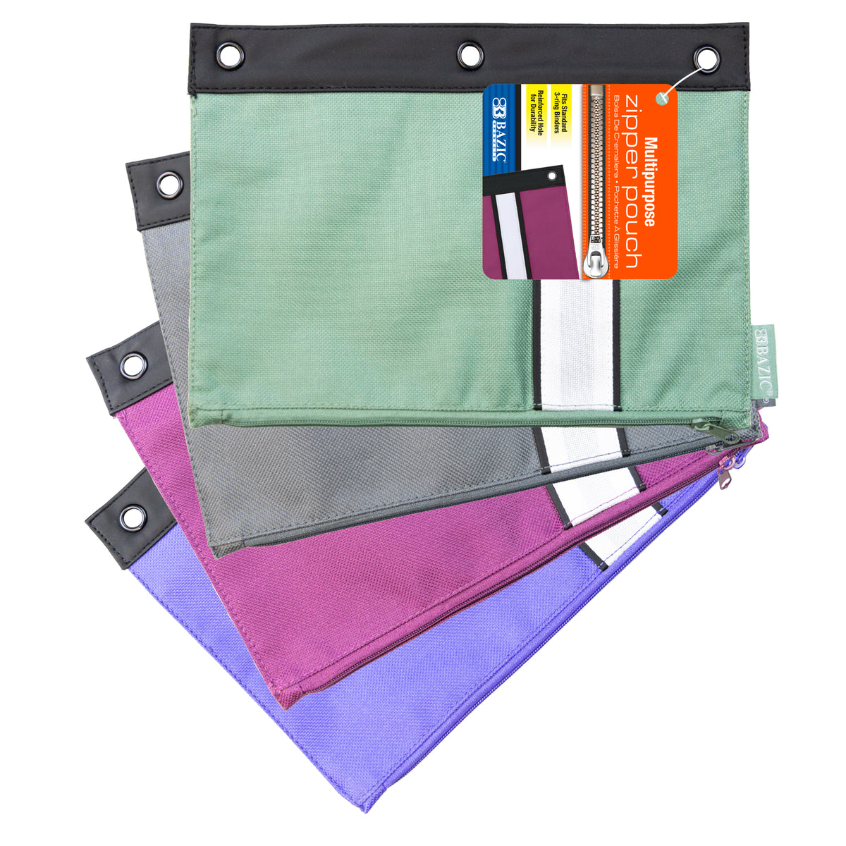 BAZIC Morandi 3-Ring Pencil Pouch, 10 x 7.25 in