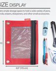 3-Ring Pencil Pouch w/ Mesh Window