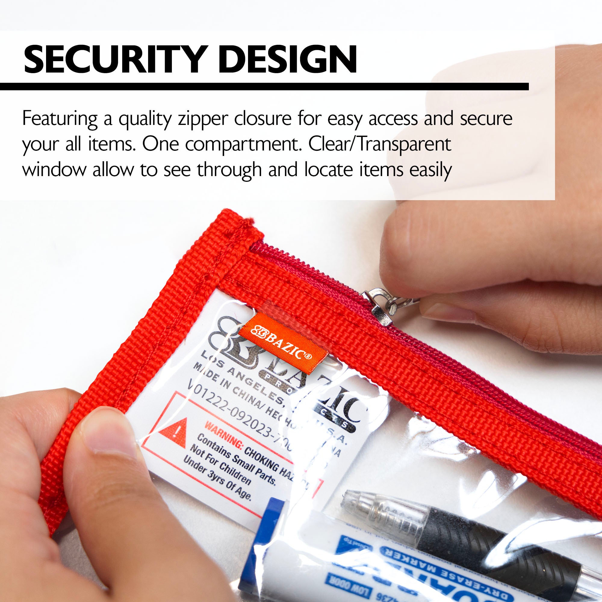 Clear 3-Ring Pencil Pouch, 11.5 x 6.5 in, Build