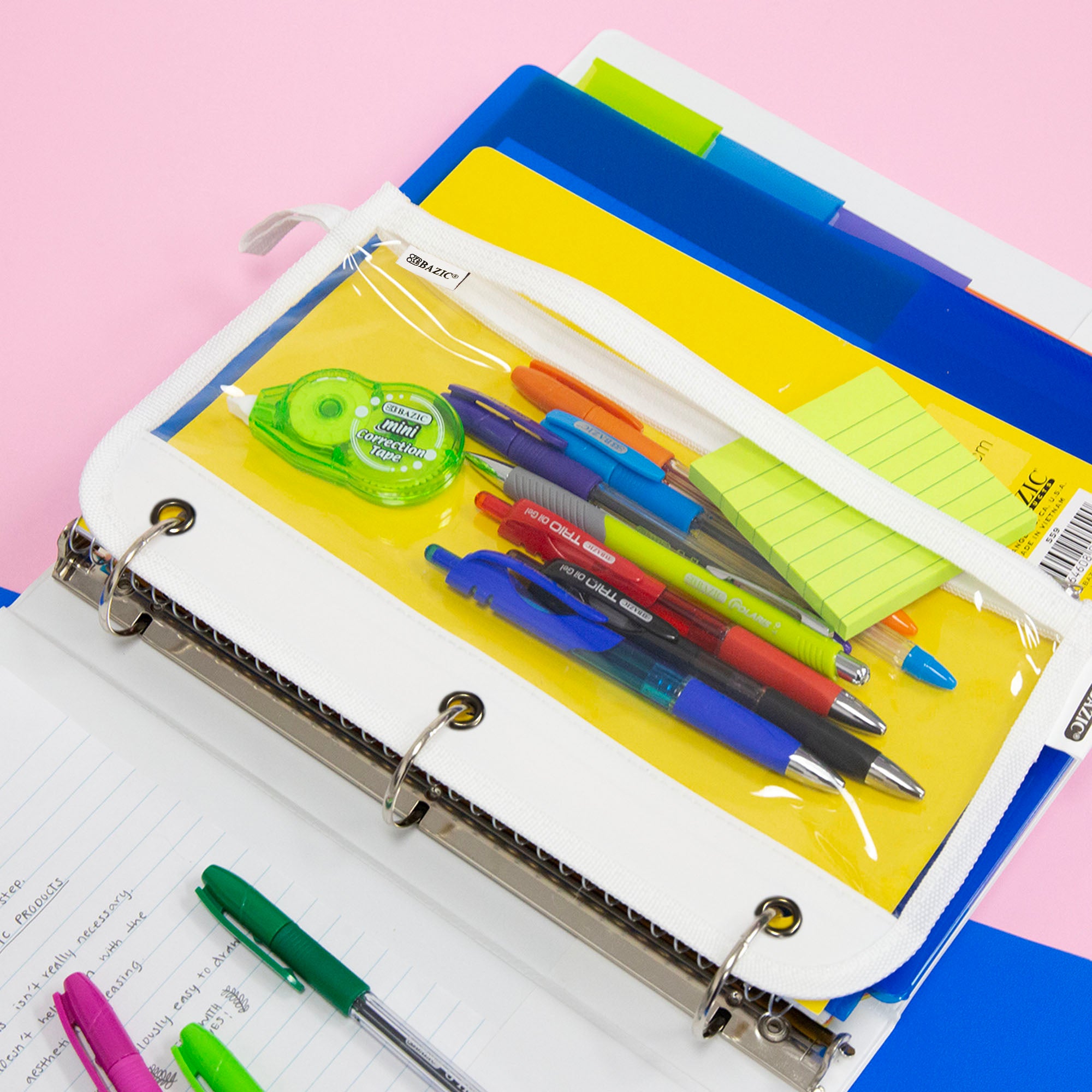 Clear 3-Ring Pencil Pouch, 11.5 x 6.5 in, Build