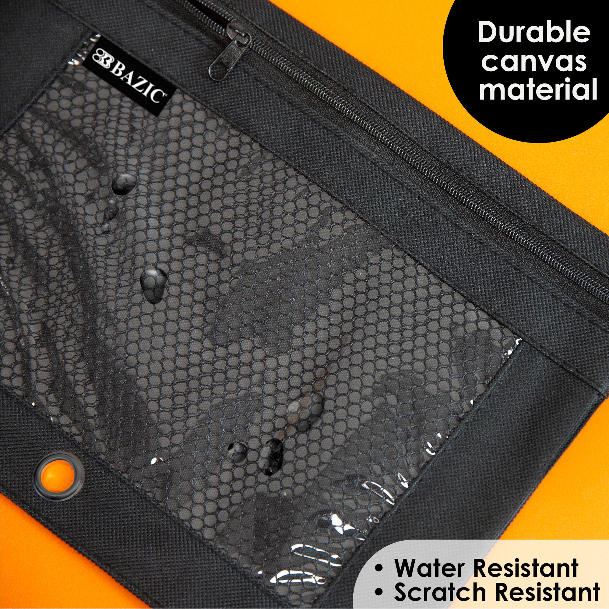 Black 3-Ring Pencil Pouch with Mesh Window