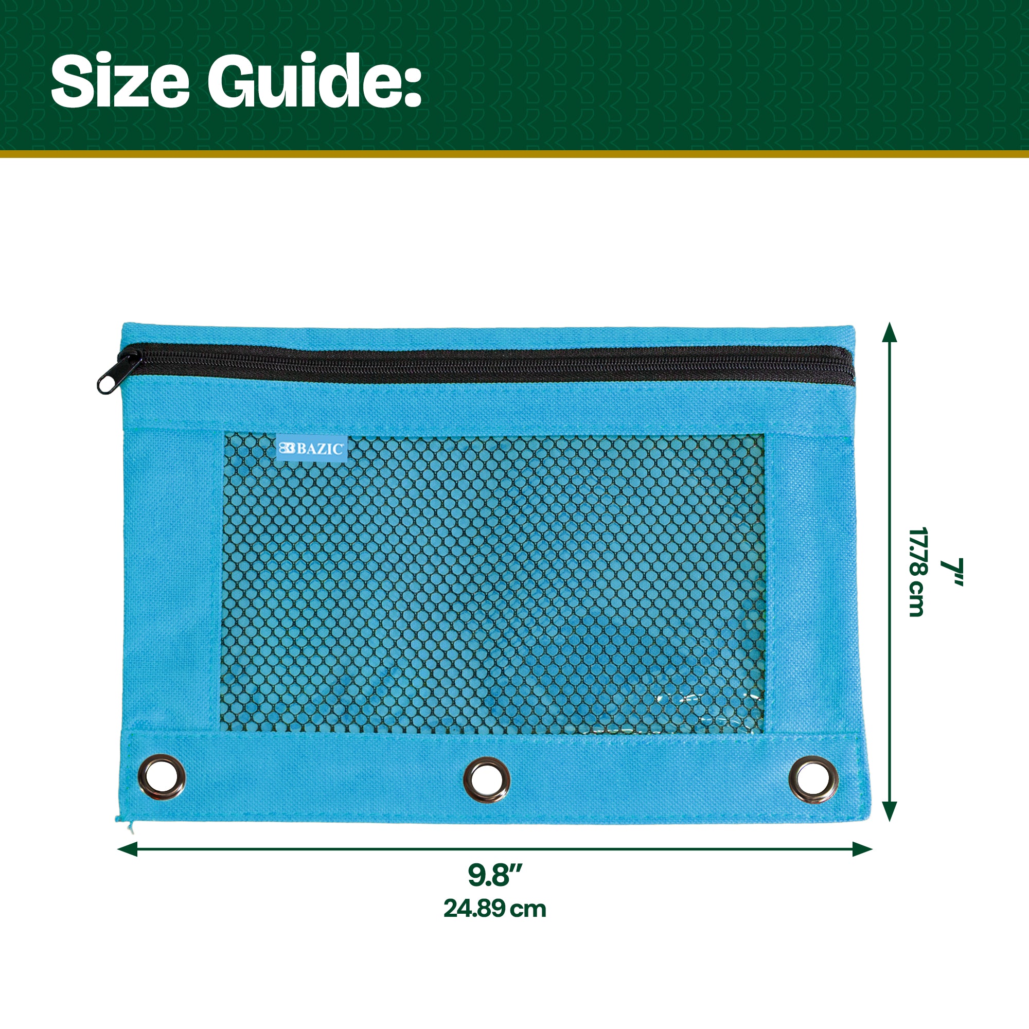 Retro Pastel 3-Ring Pencil Pouch with Mesh Window