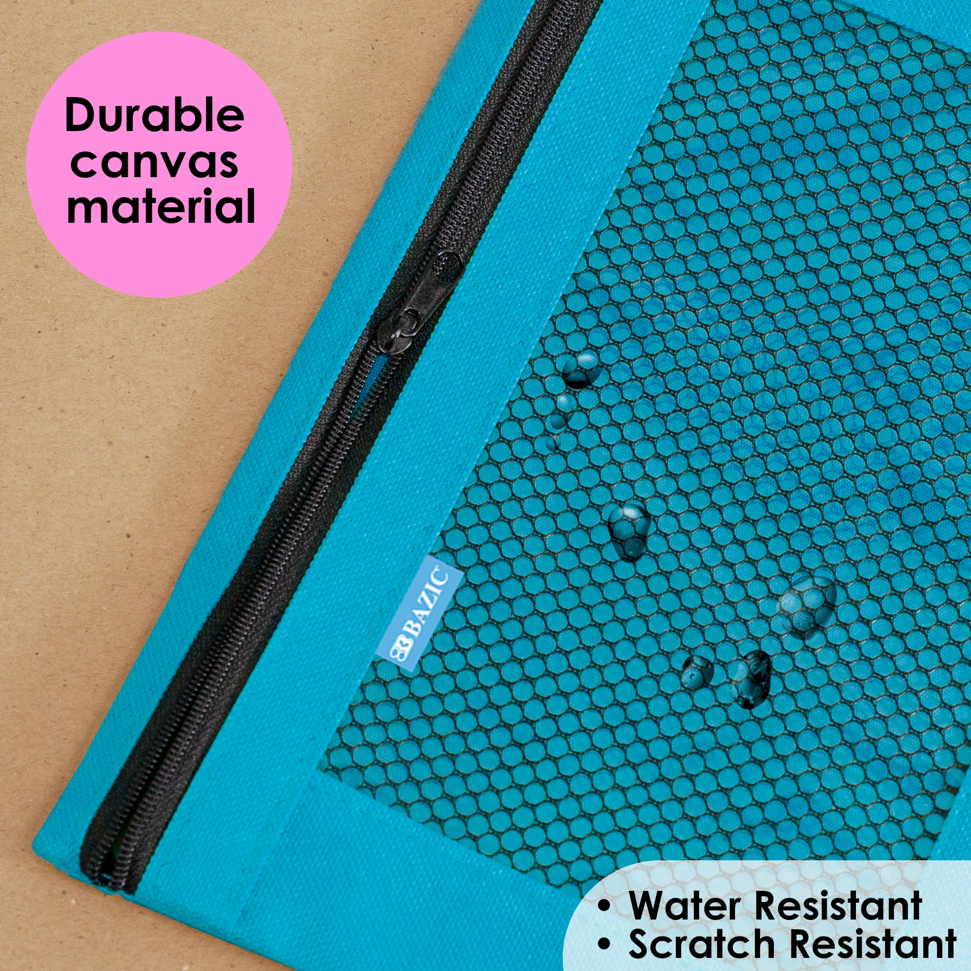 Retro Pastel 3-Ring Pencil Pouch with Mesh Window