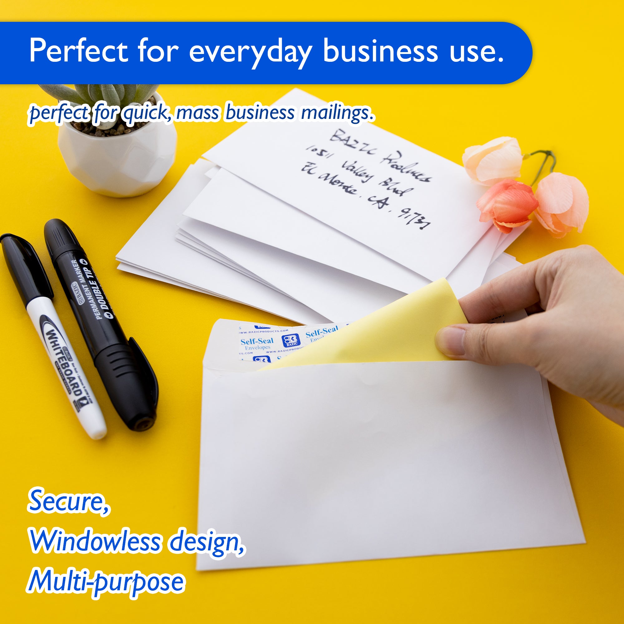 #6 3/4 White Envelopes, 65 Count, Self-Seal Closure