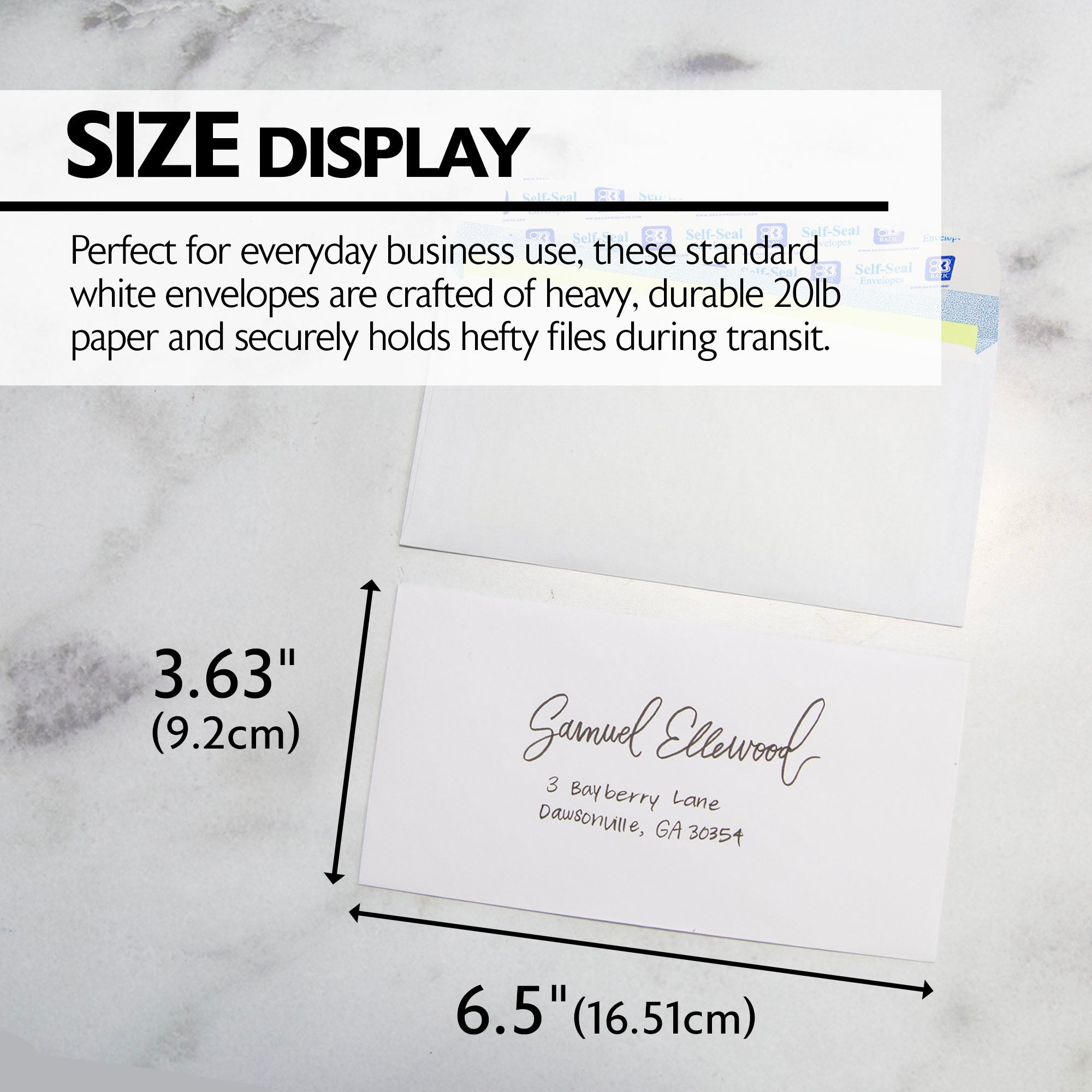 #6 3/4 Security White Envelopes, 55 Count, Self-Seal Closure