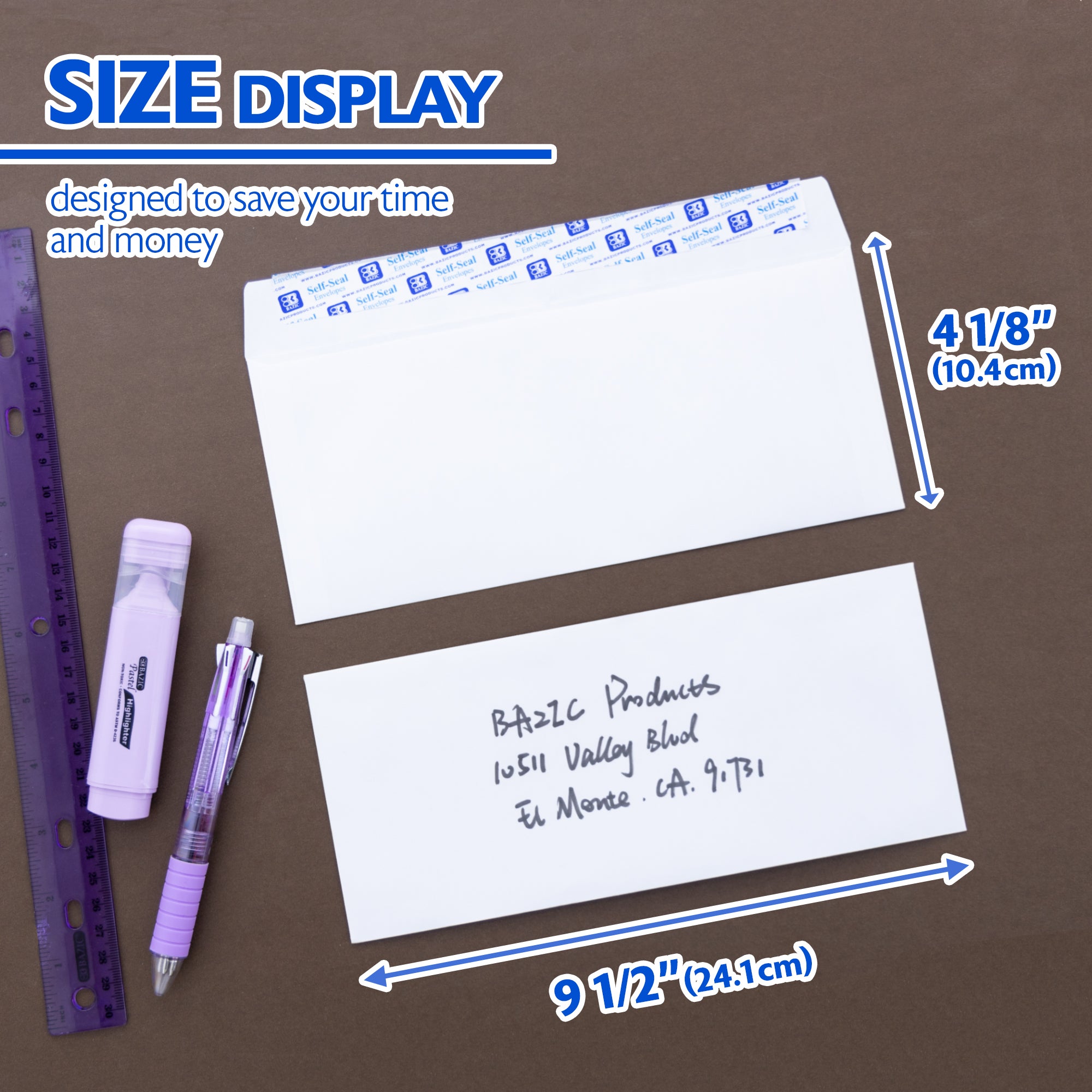 #10 White Envelopes, 40 Count, Self-Seal Closure