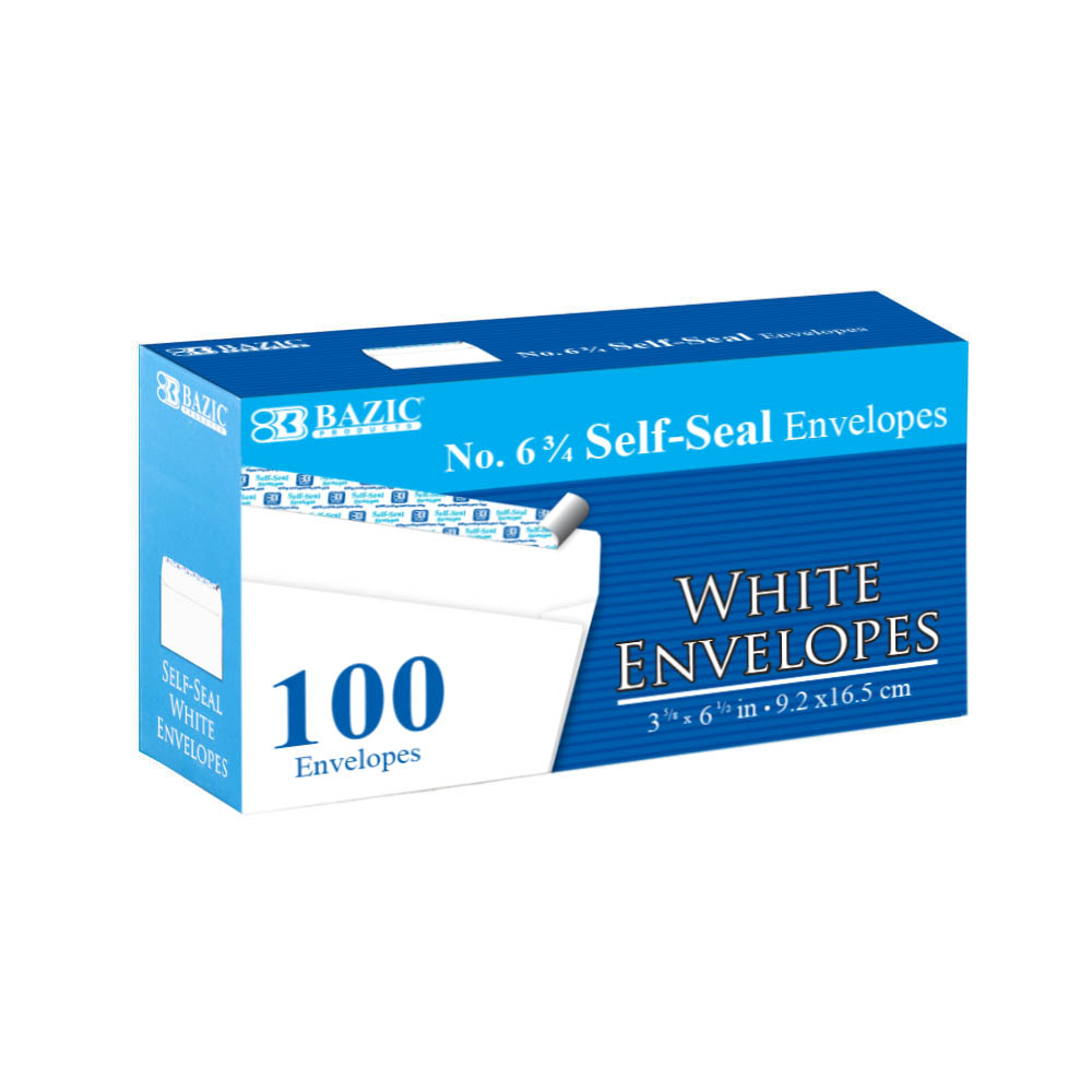 No. 6.75 Self-Seal White Envelopes, 100 Count