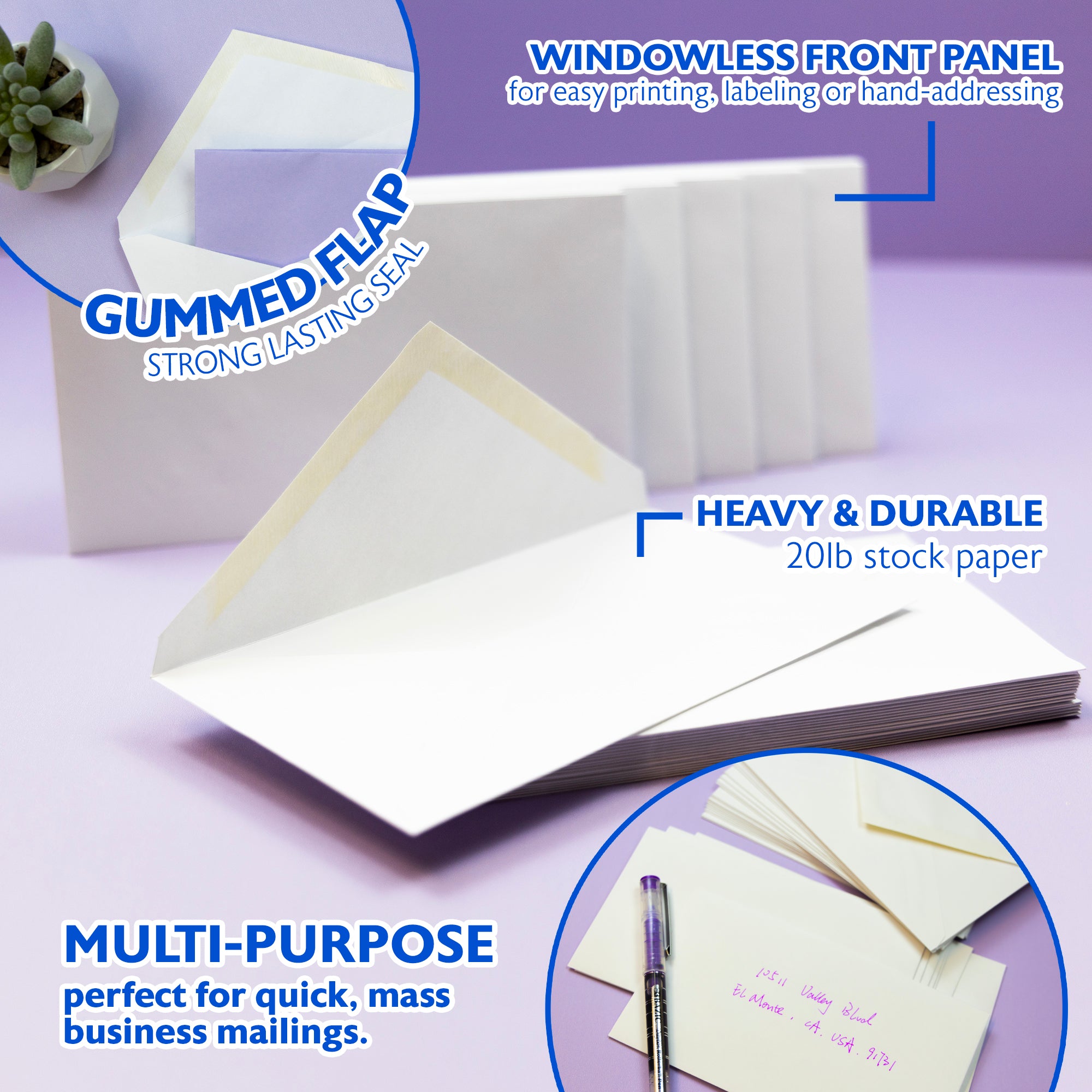 #6 3/4 Gummed White Envelopes