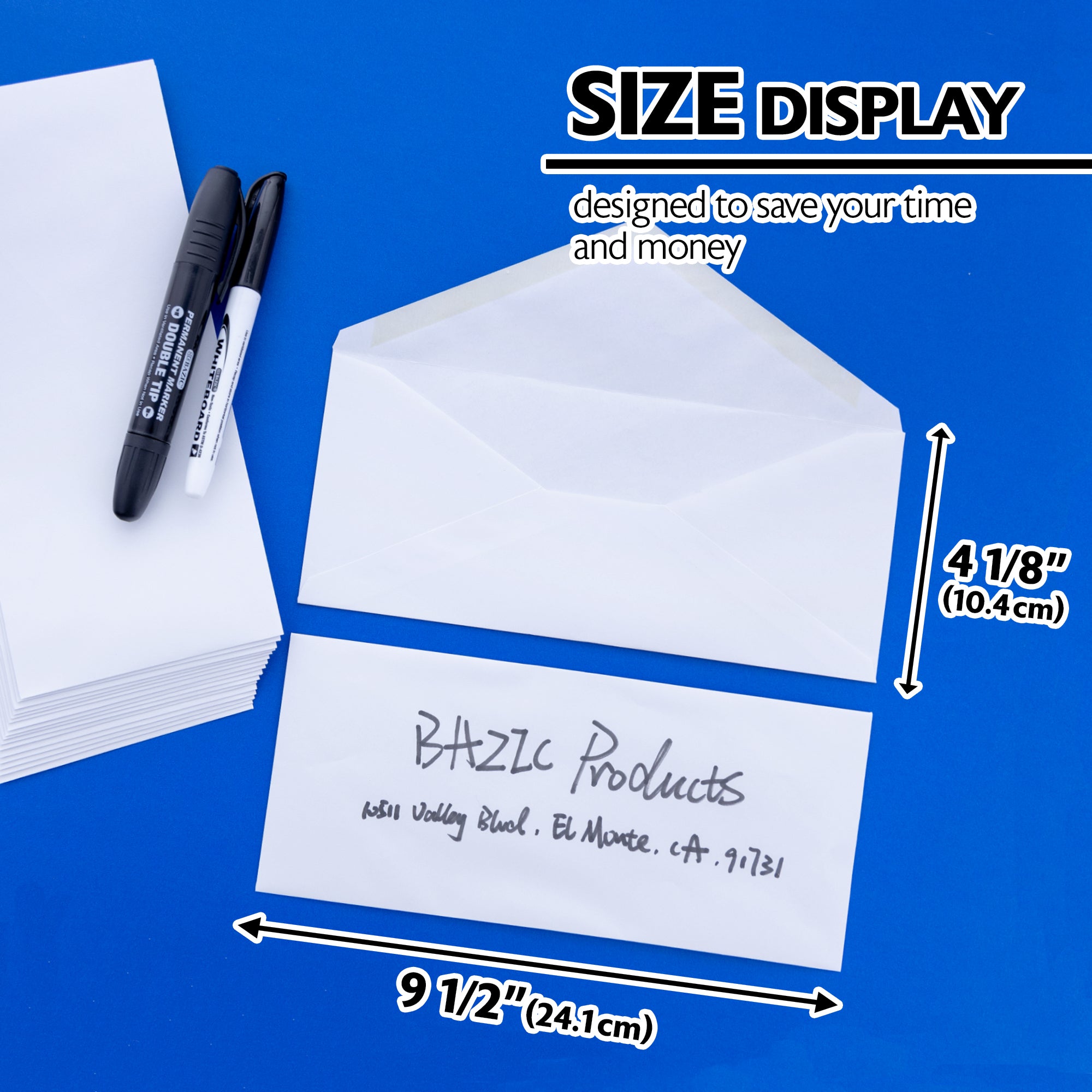 #10 White Envelopes, 50 Count, Gummed Closure