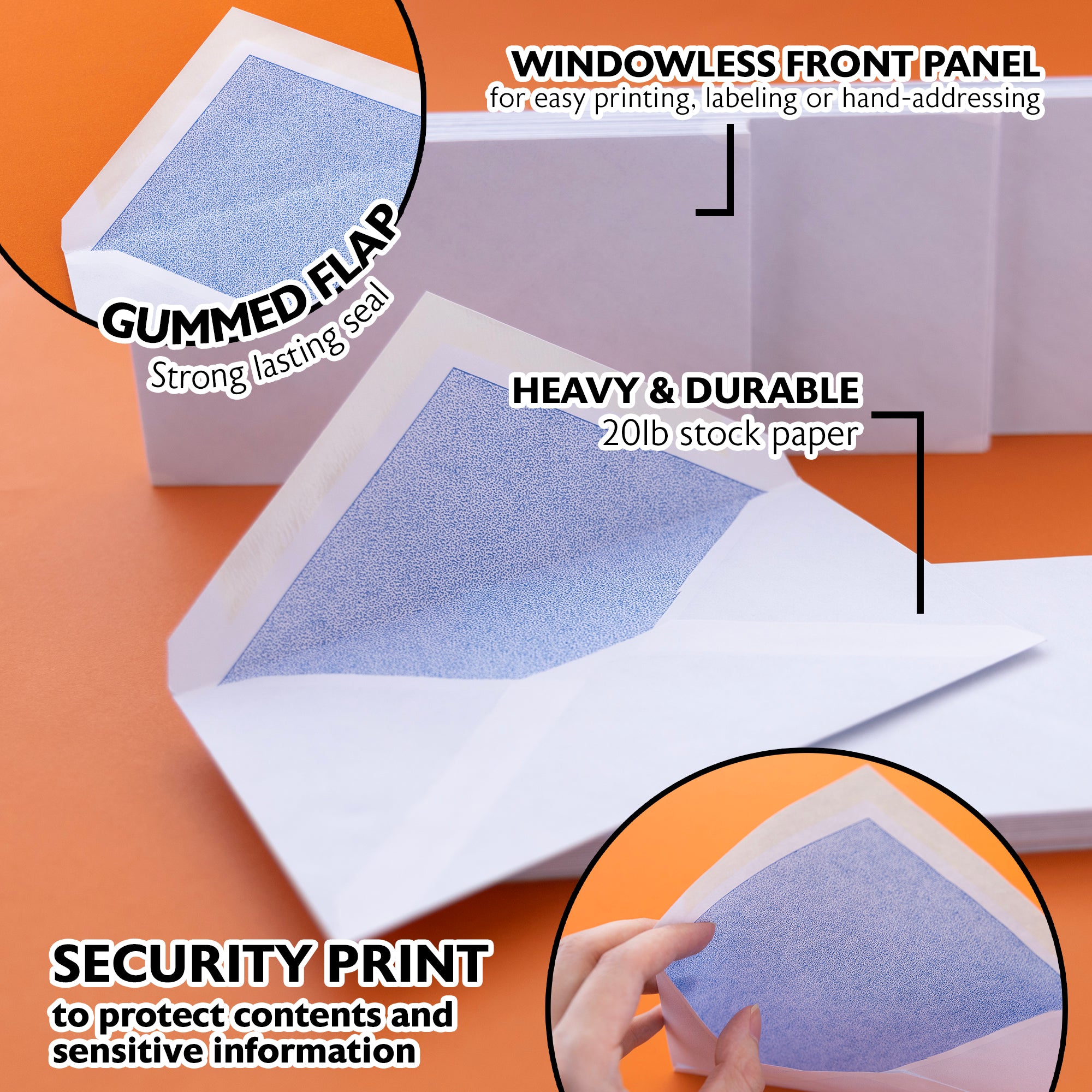 #6 3/4 Gummed Security Envelopes