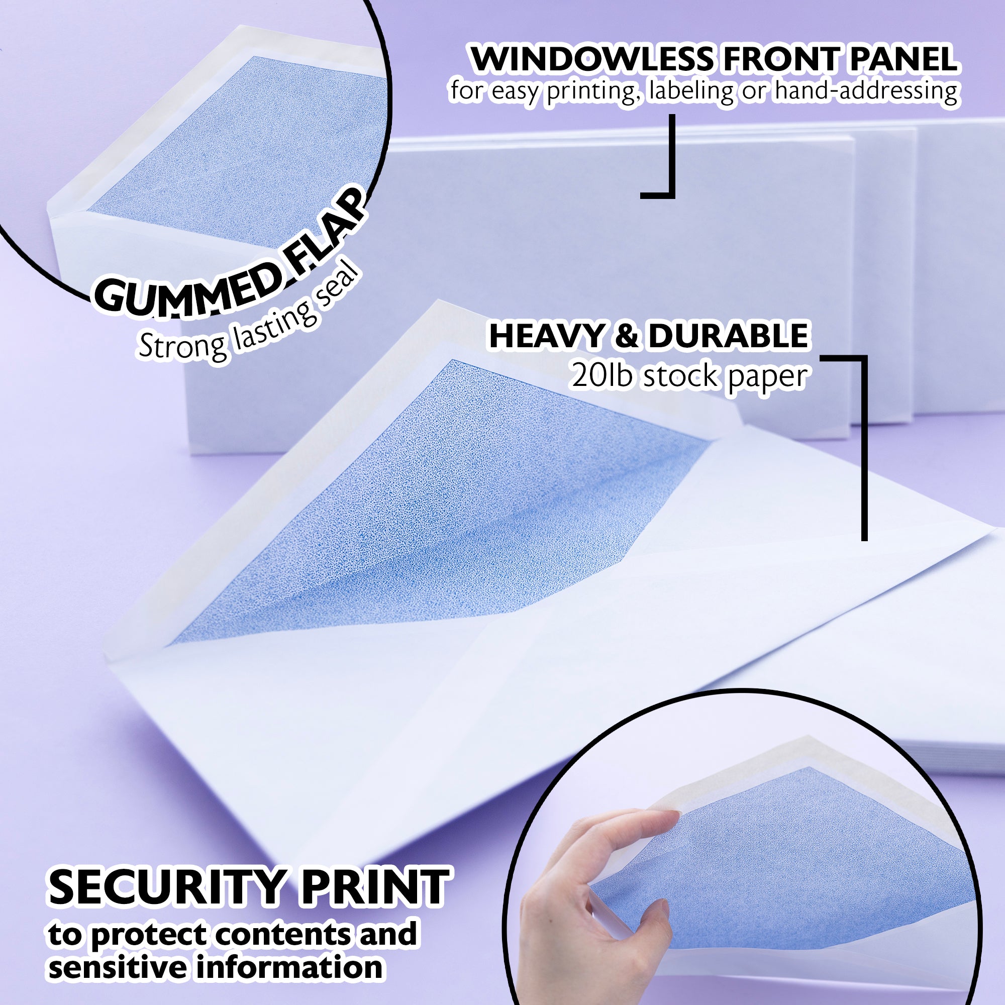 #10 Security White Envelopes, 40 Count, Gummed Closure