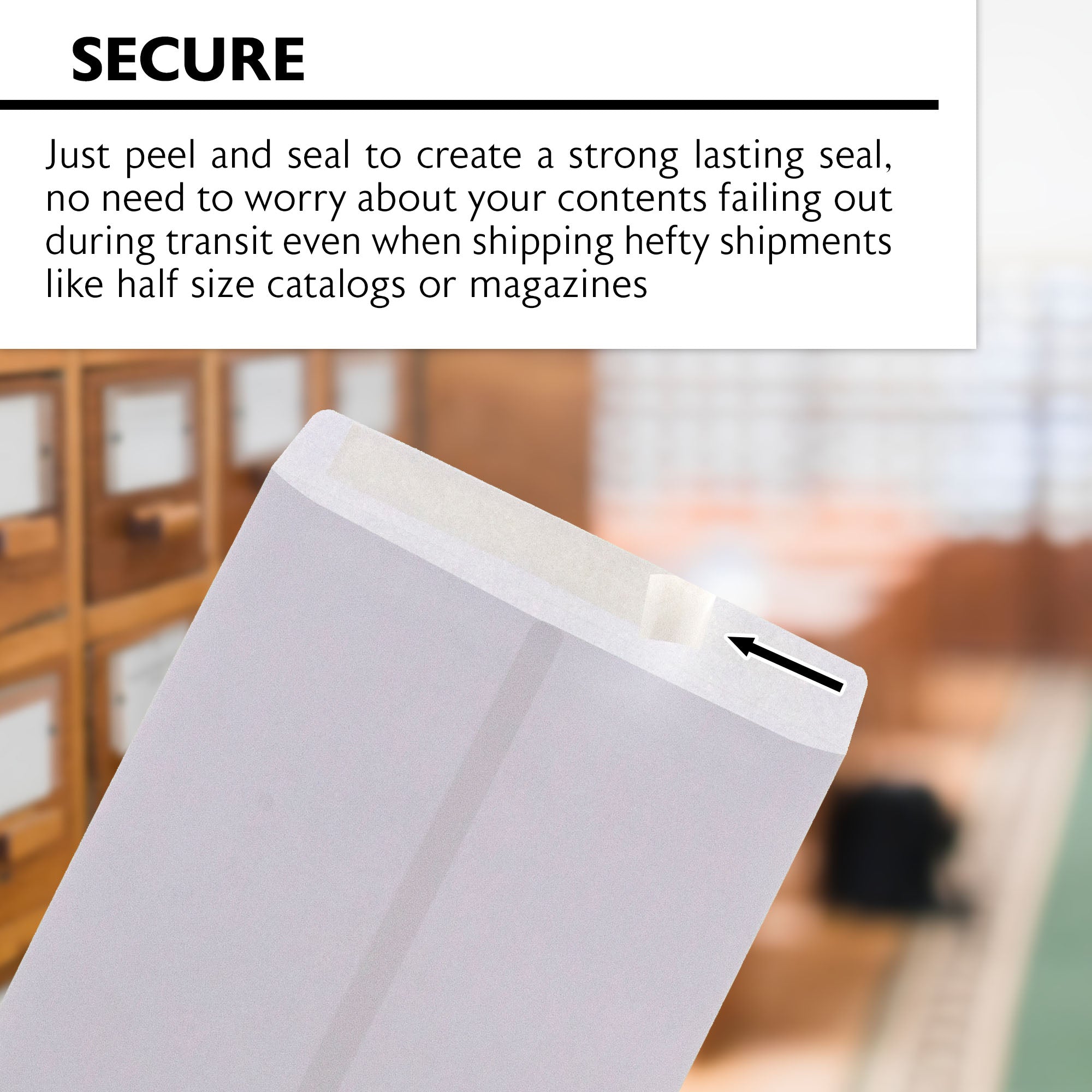 9 x 12 in White Envelopes, 5 Count, Self-Seal Closure
