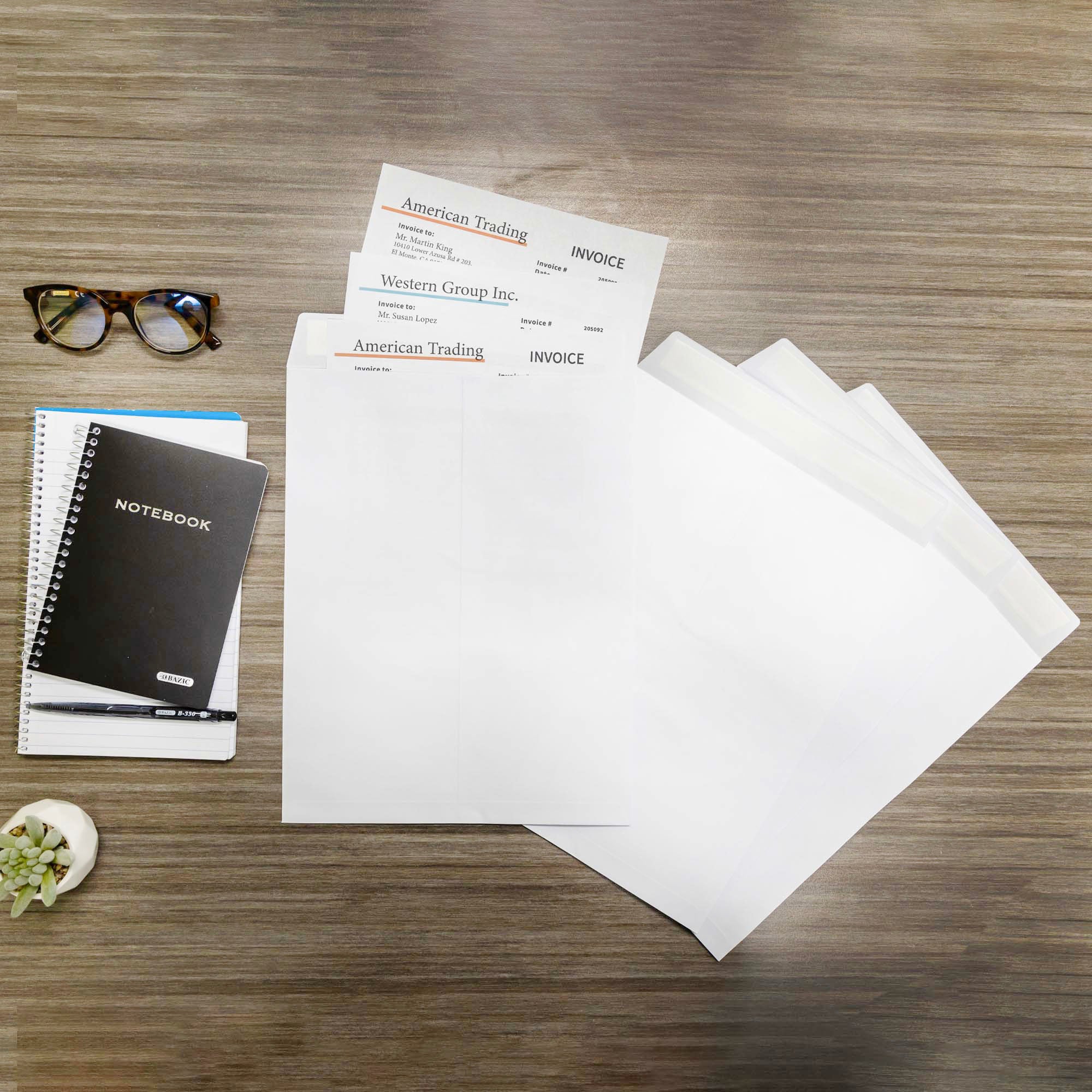 9 x 12 in White Envelopes, 5 Count, Self-Seal Closure