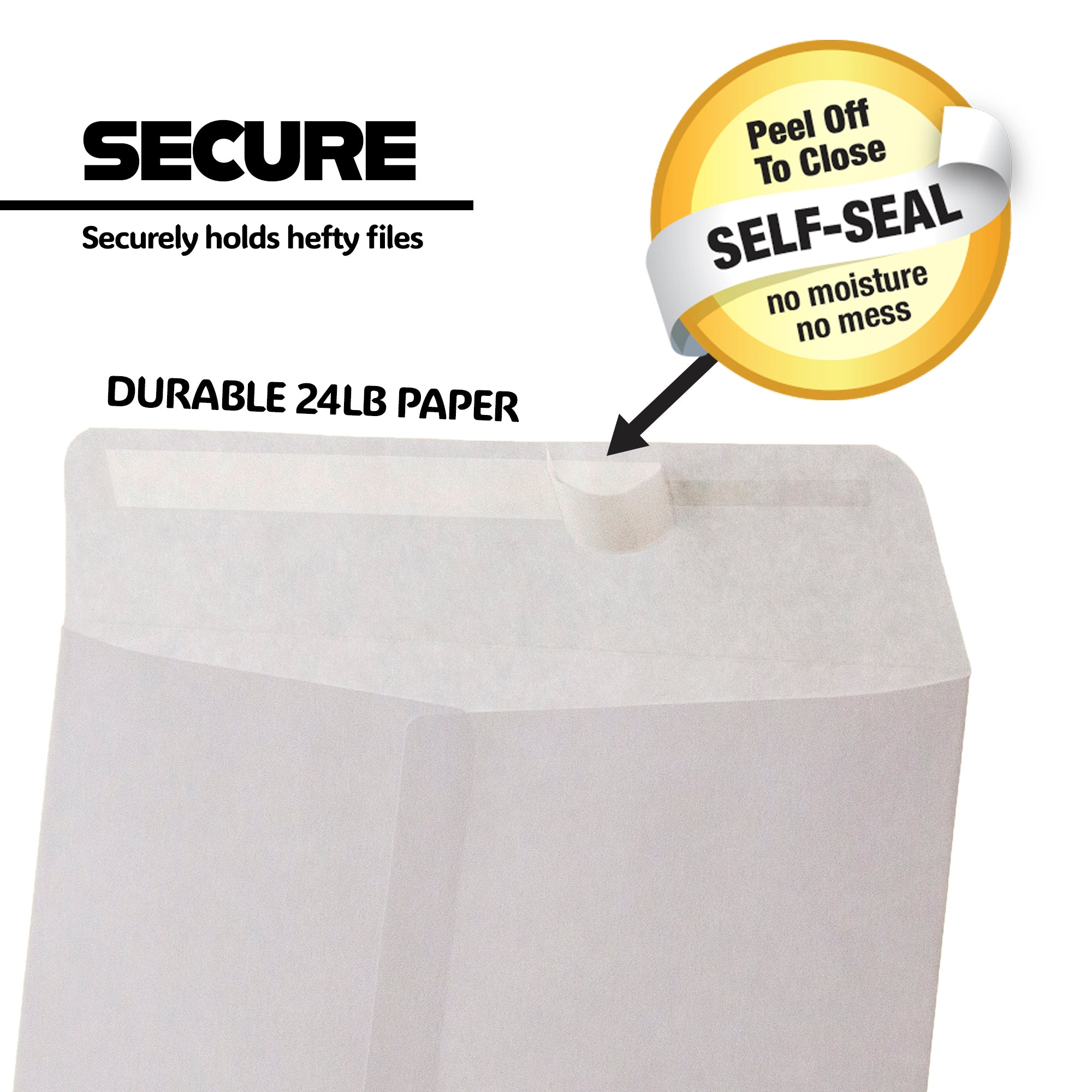 10 x 13 in White Envelopes, 4 Count, Self-Seal Closure