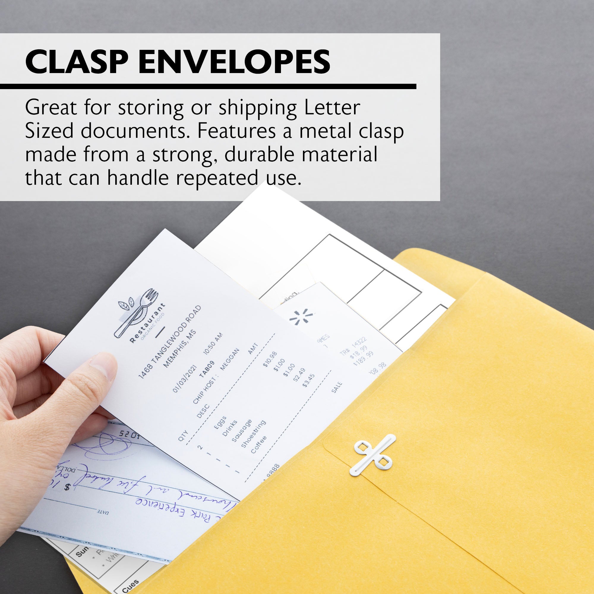 Clasp Envelopes, 9" x 12", Brown Kraft, 4-Count