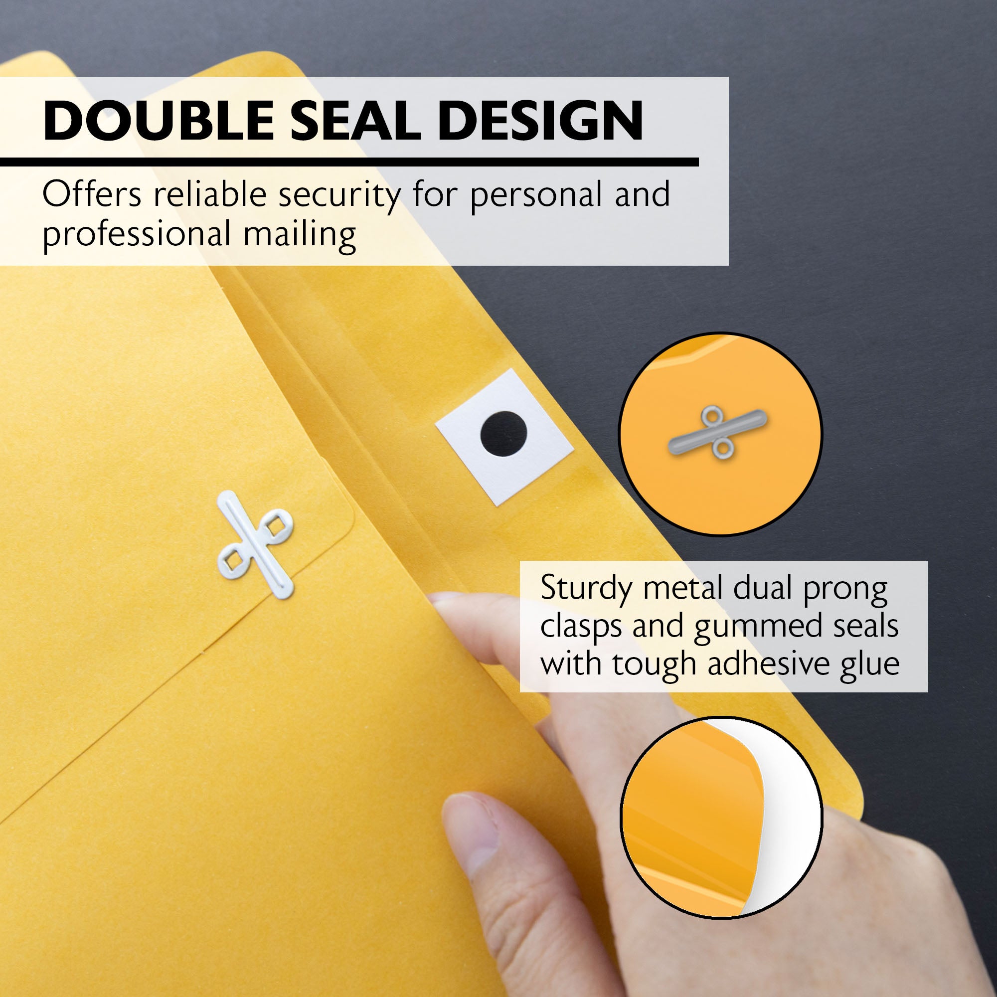 Clasp Envelopes, 9" x 12", Brown Kraft, 4-Count