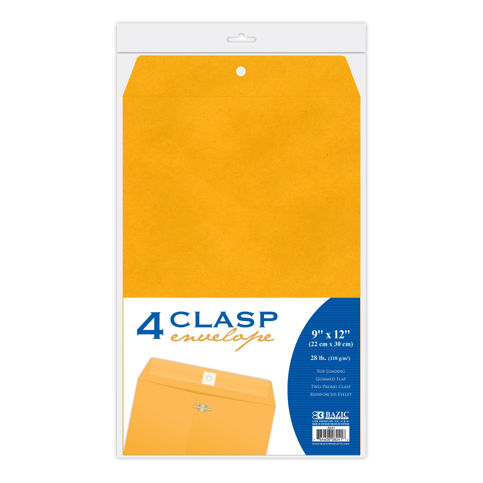 Clasp Envelopes, 9" x 12", Brown Kraft, 4-Count
