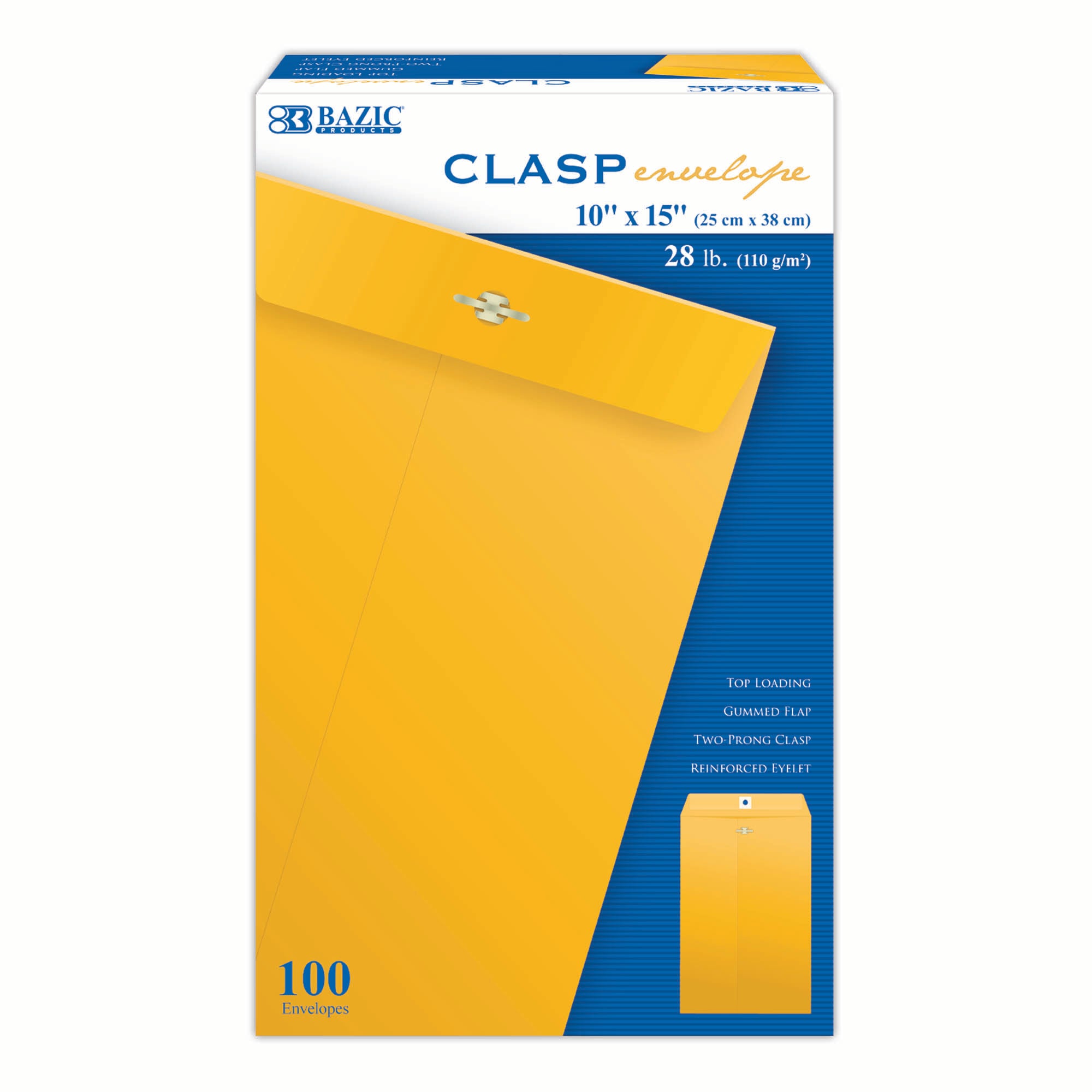 10 x 15 in Clasp Envelopes, 100 Count, Metal Clasp Closure