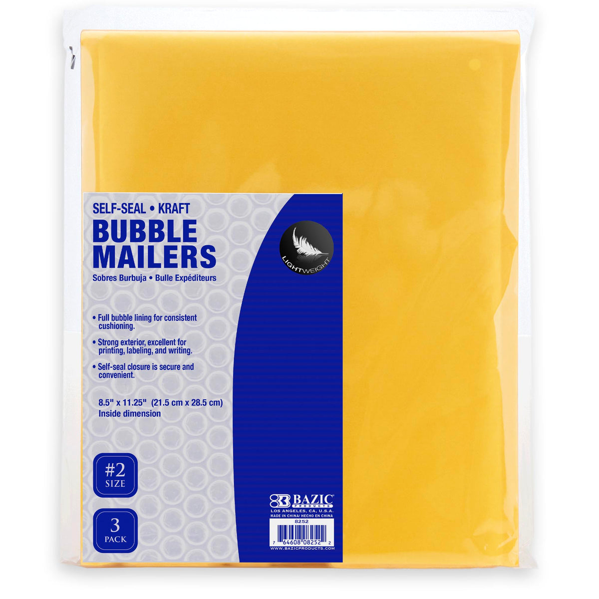 #2 Self-Seal Bubble Mailers, 8.5 x 11.25 in