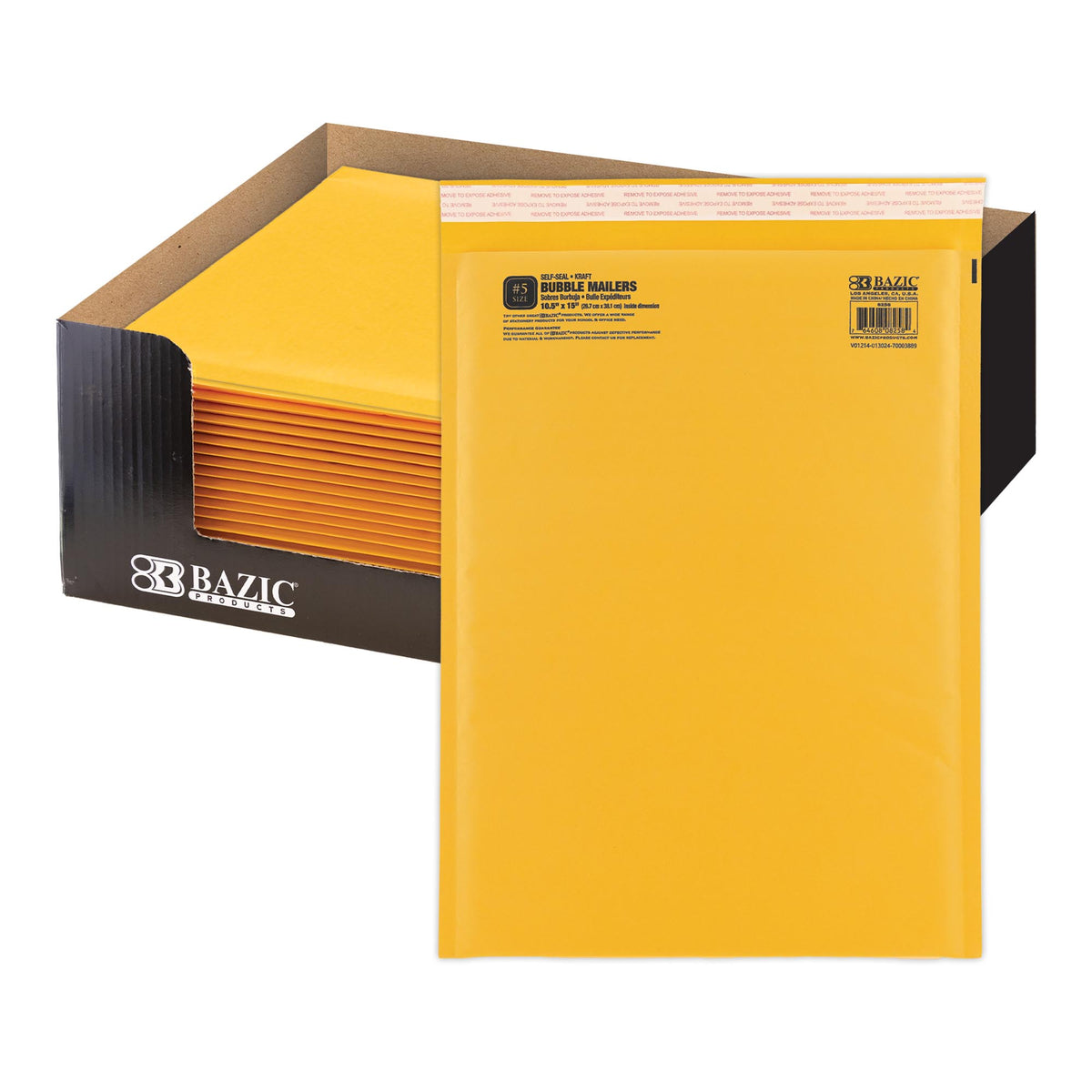 BAZIC #5 Self-Seal Bubble Mailer, 10.5 x 15 in