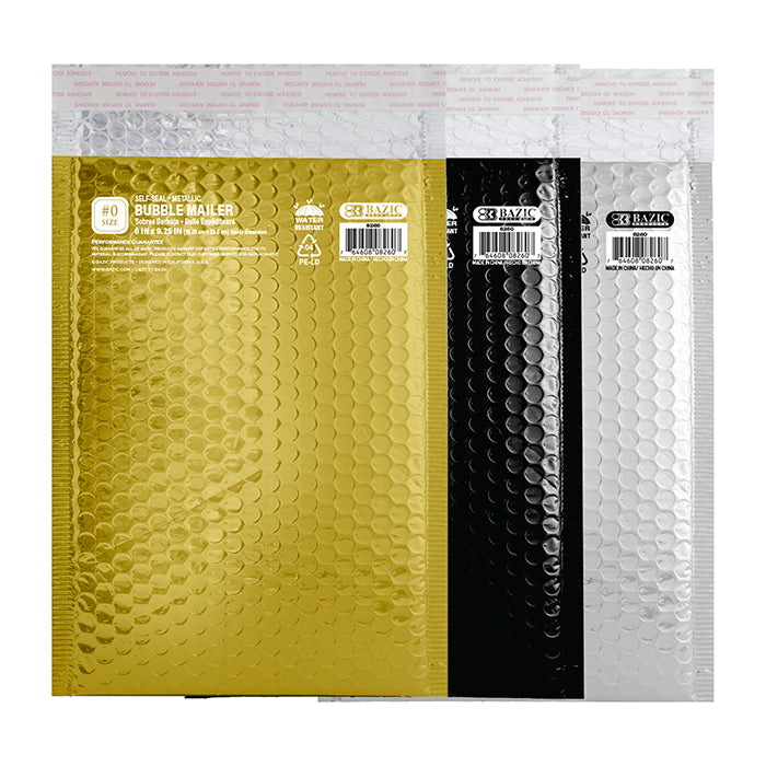 Metallic Bubble Mailers #0, 6 x 9.25 in Padded Envelopes