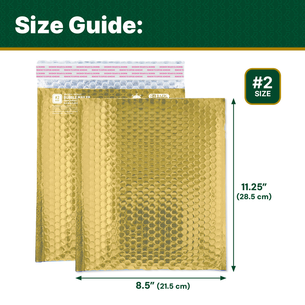 8.5 x 11.25 In Metallic Bubble Mailers, #2, 3-Count
