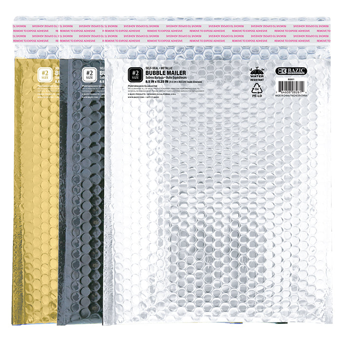 8.5 x 11.25 In Metallic Bubble Mailers, #2, 3-Count