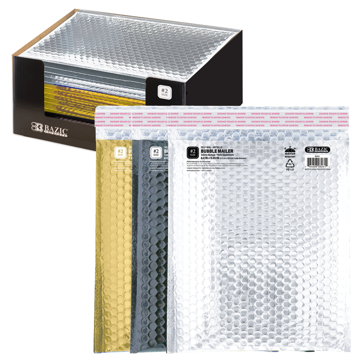 8.5 x 11.25 In Metallic Bubble Mailers, #2, 3-Count