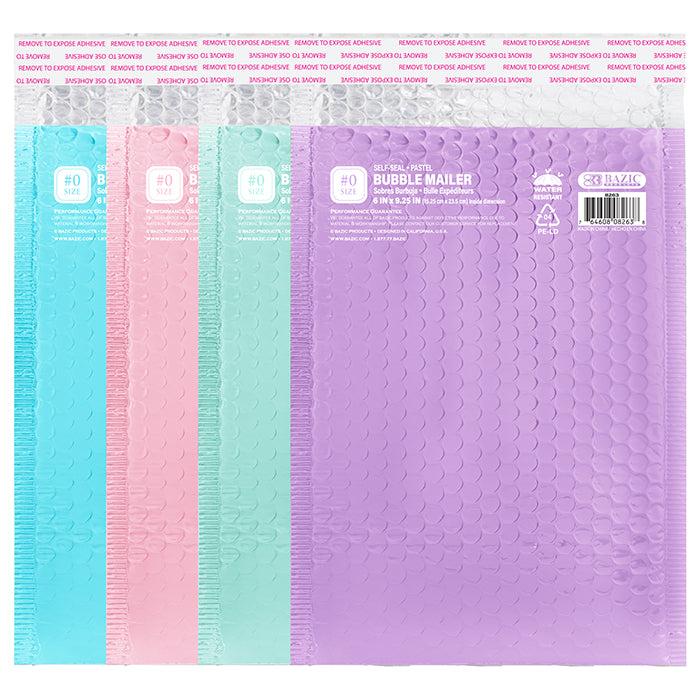 Matte Pastel Bubble Mailers #0, 6 x 9.25 in Padded Envelopes