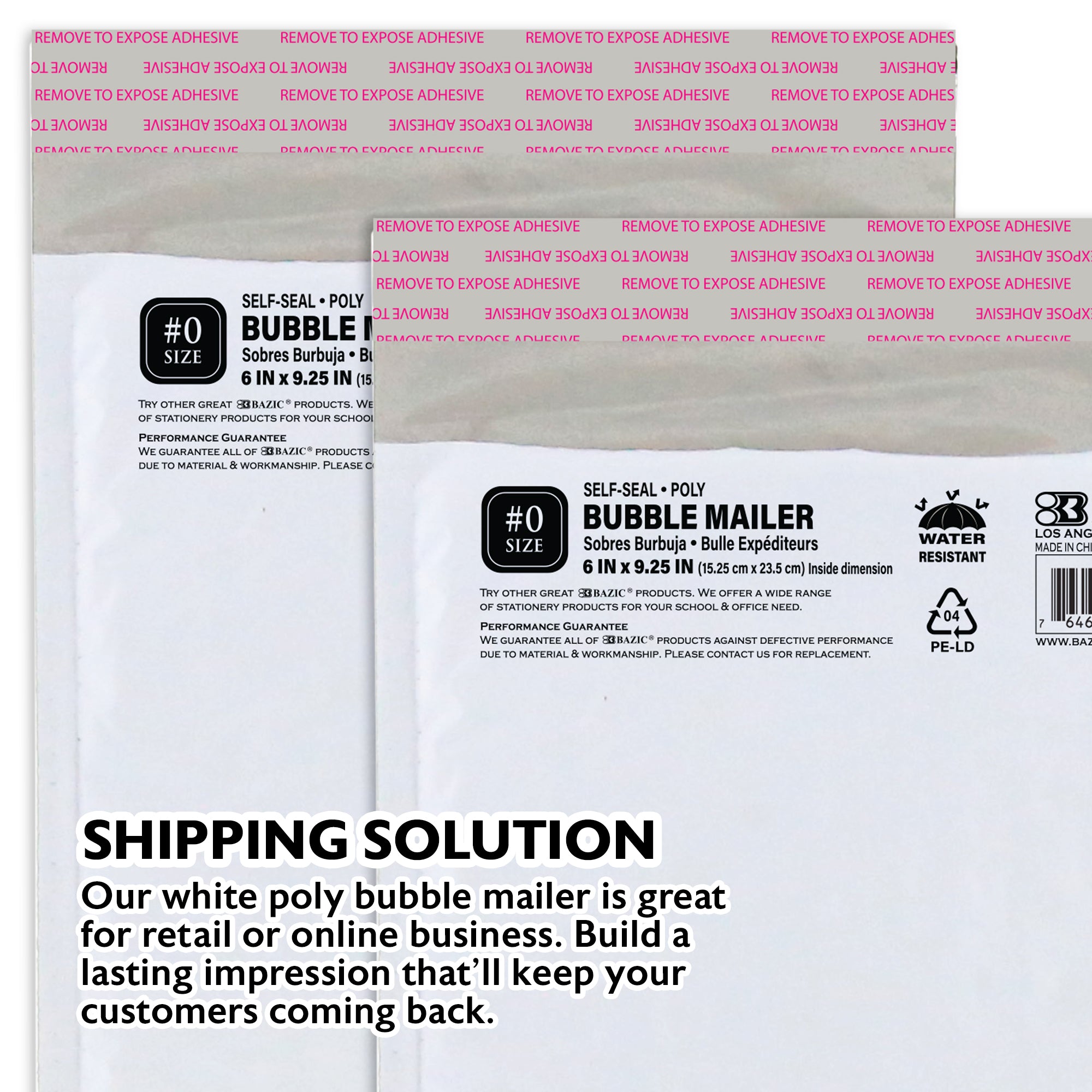 6" x 9.25" (#0) Poly Bubble Mailer (4/Pack)