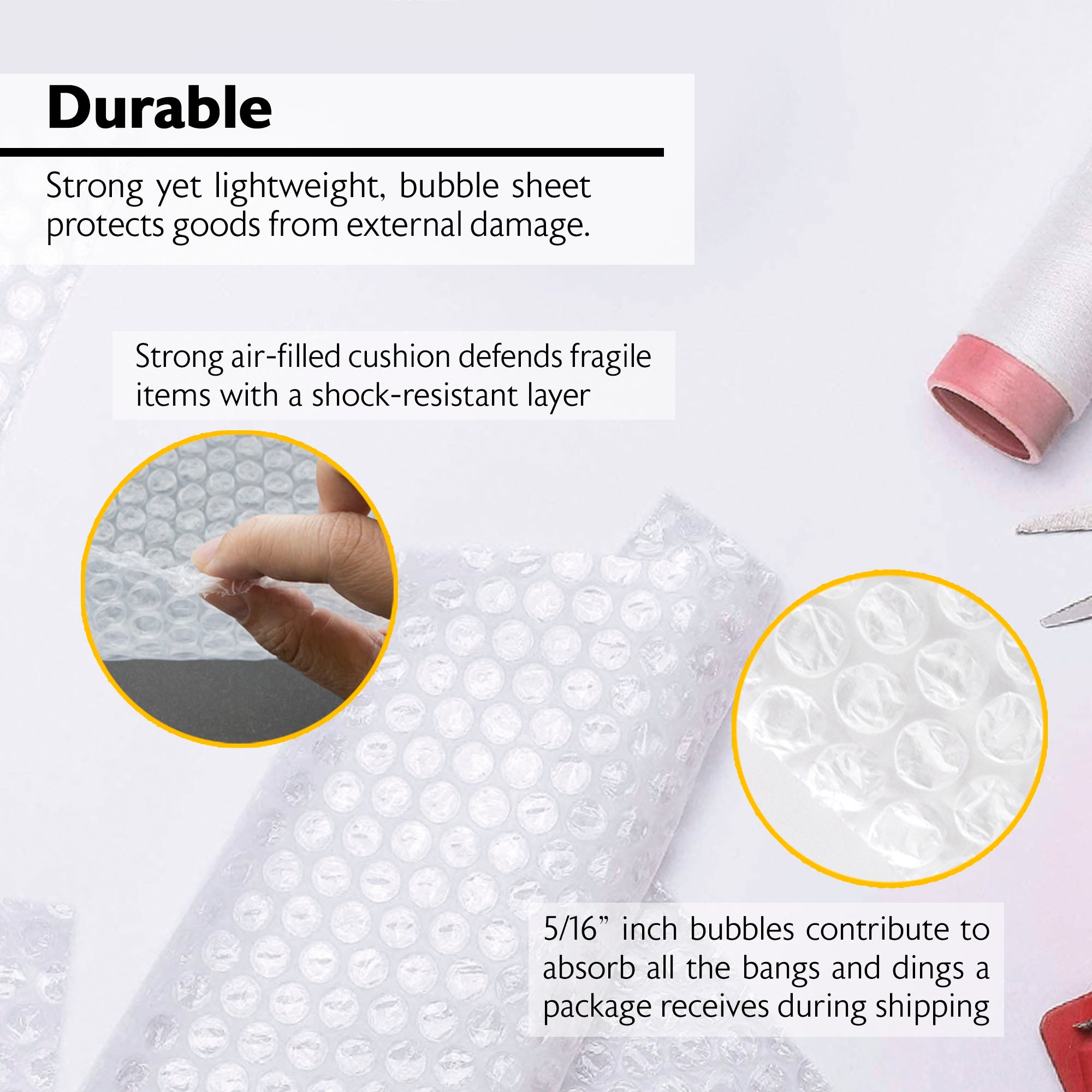 Cushion Bubble Wrap Roll, 12 in x 5 ft