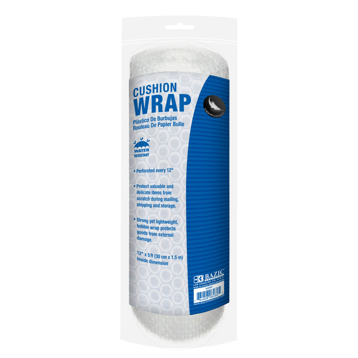 BAZIC Cushion Bubble Wrap Roll, 12 in x 5 ft