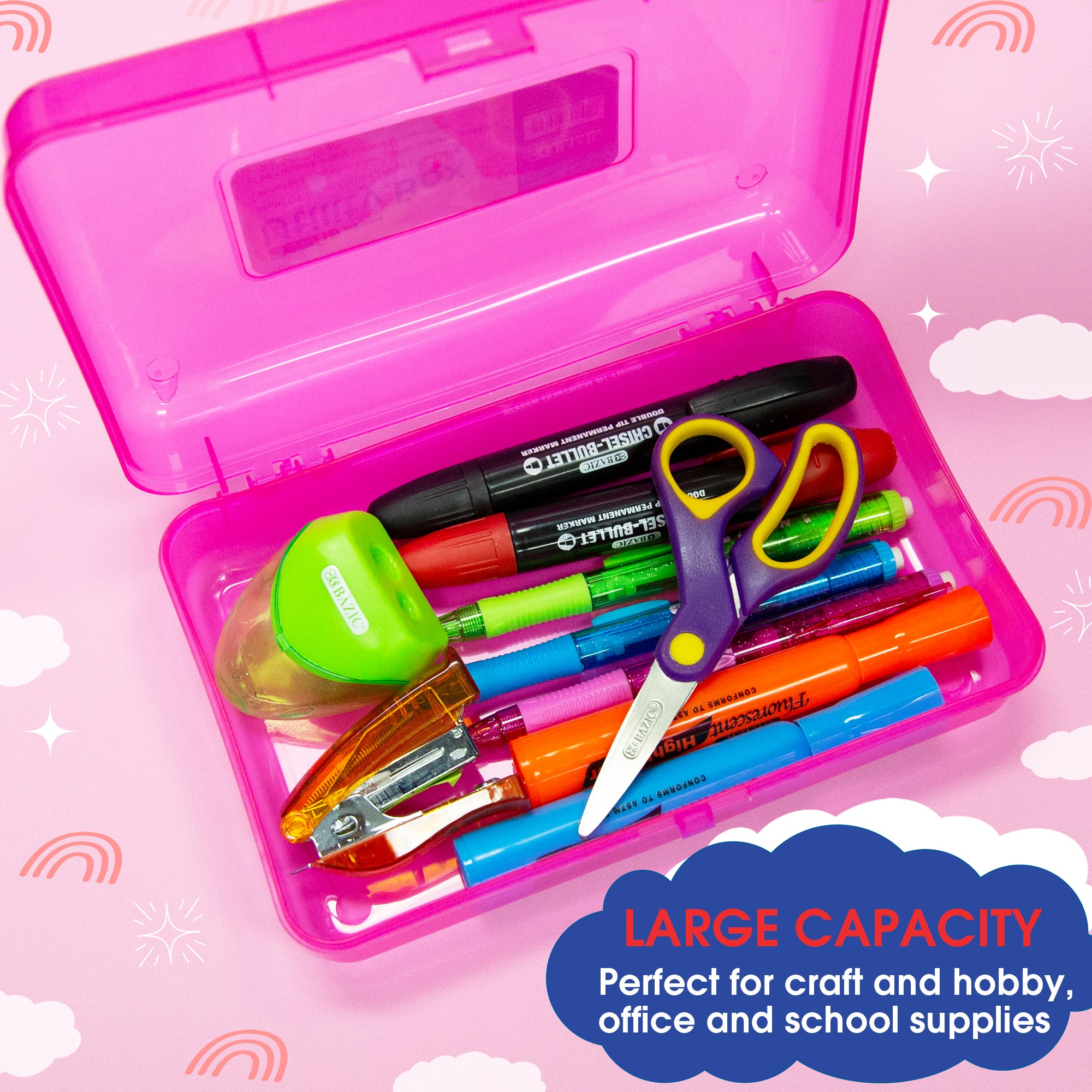 Bright Color Multipurpose Pencil Box, Stackable