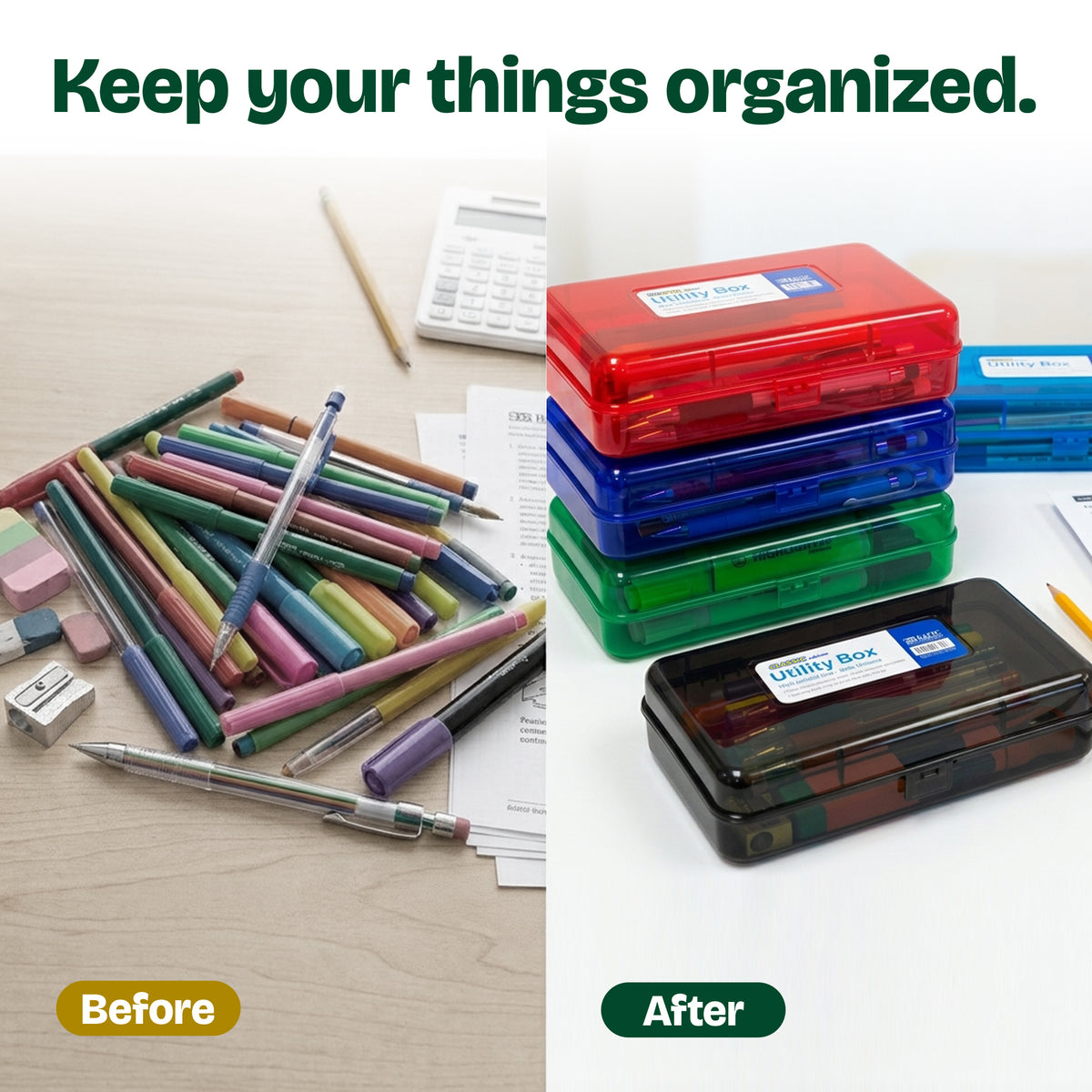 Classic Multipurpose Pencil Box, Stackable