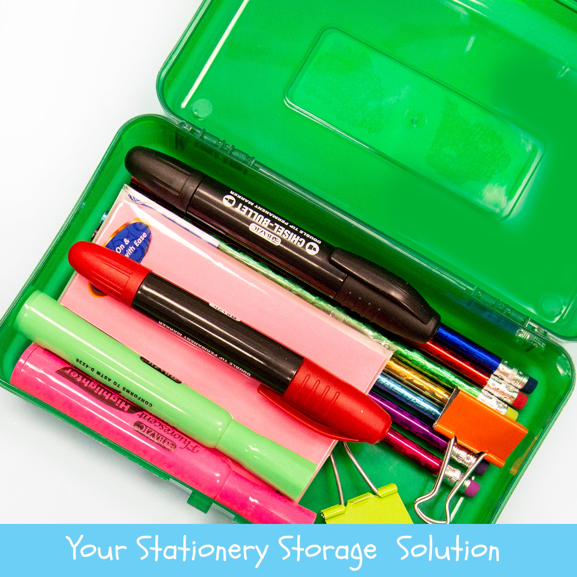 Large Pencil Case, Plastic Utility Box, Assorted Colors