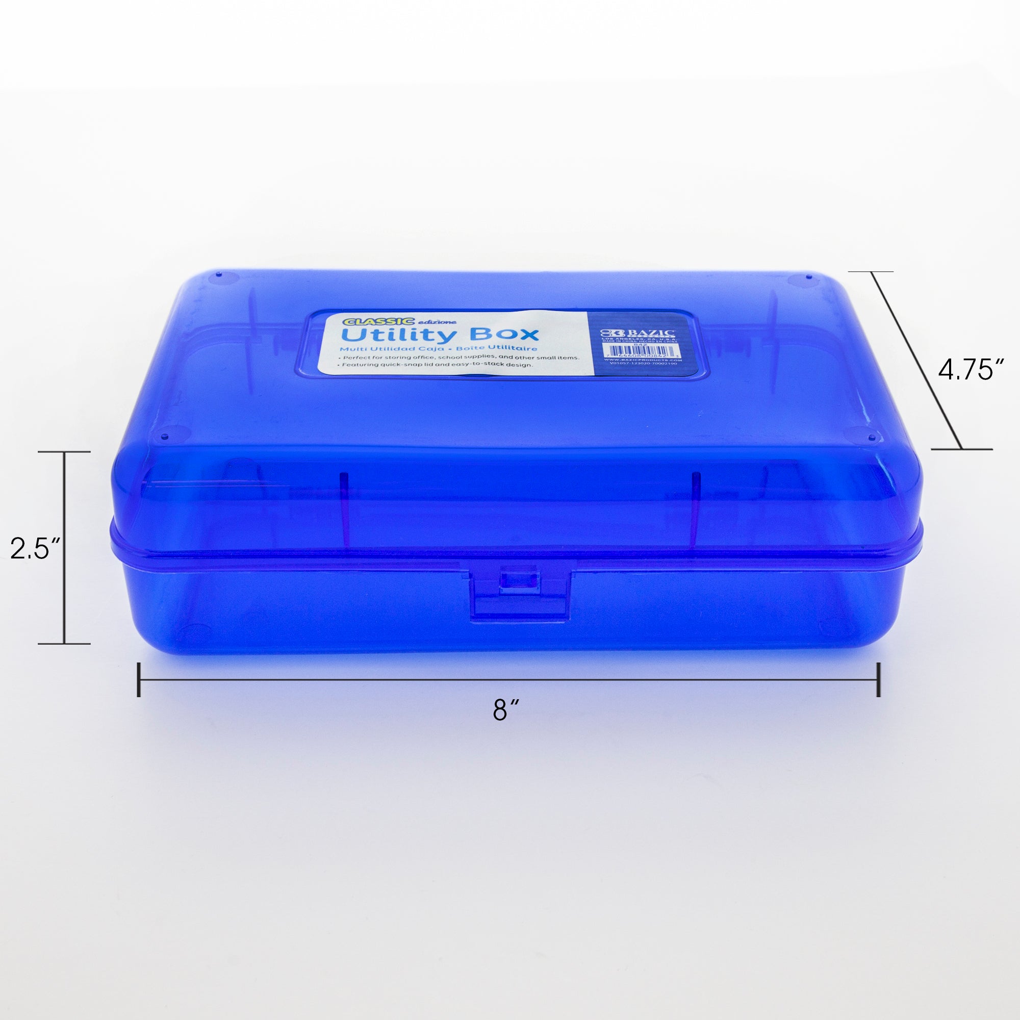 Large Pencil Case, Plastic Utility Box, Assorted Colors