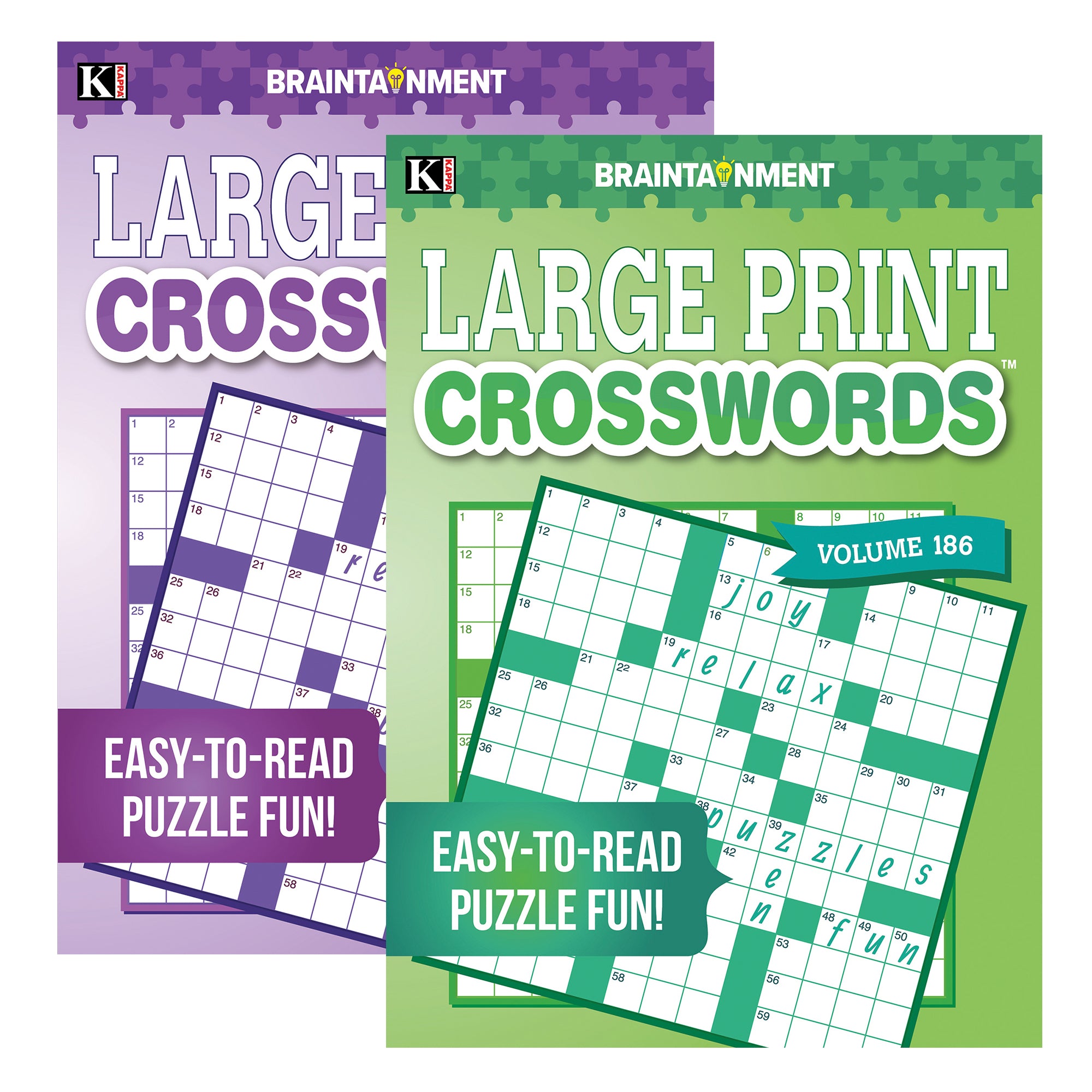 BAZIC Large Print Crossword Puzzle Book, 7.75 x 11 in