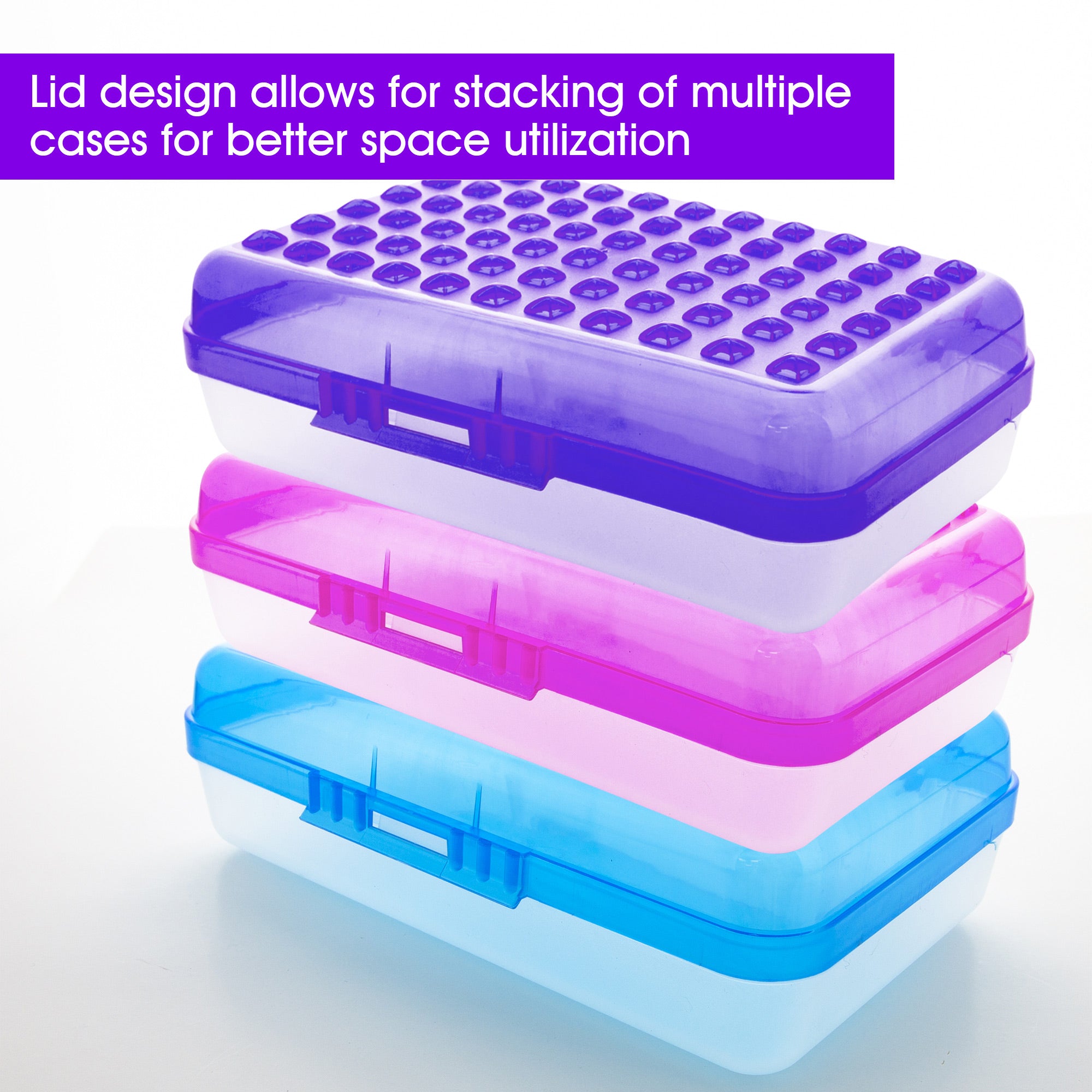 Plastic Pencil Box, 8" x 2-3/8" x 5.25", Assorted Colors