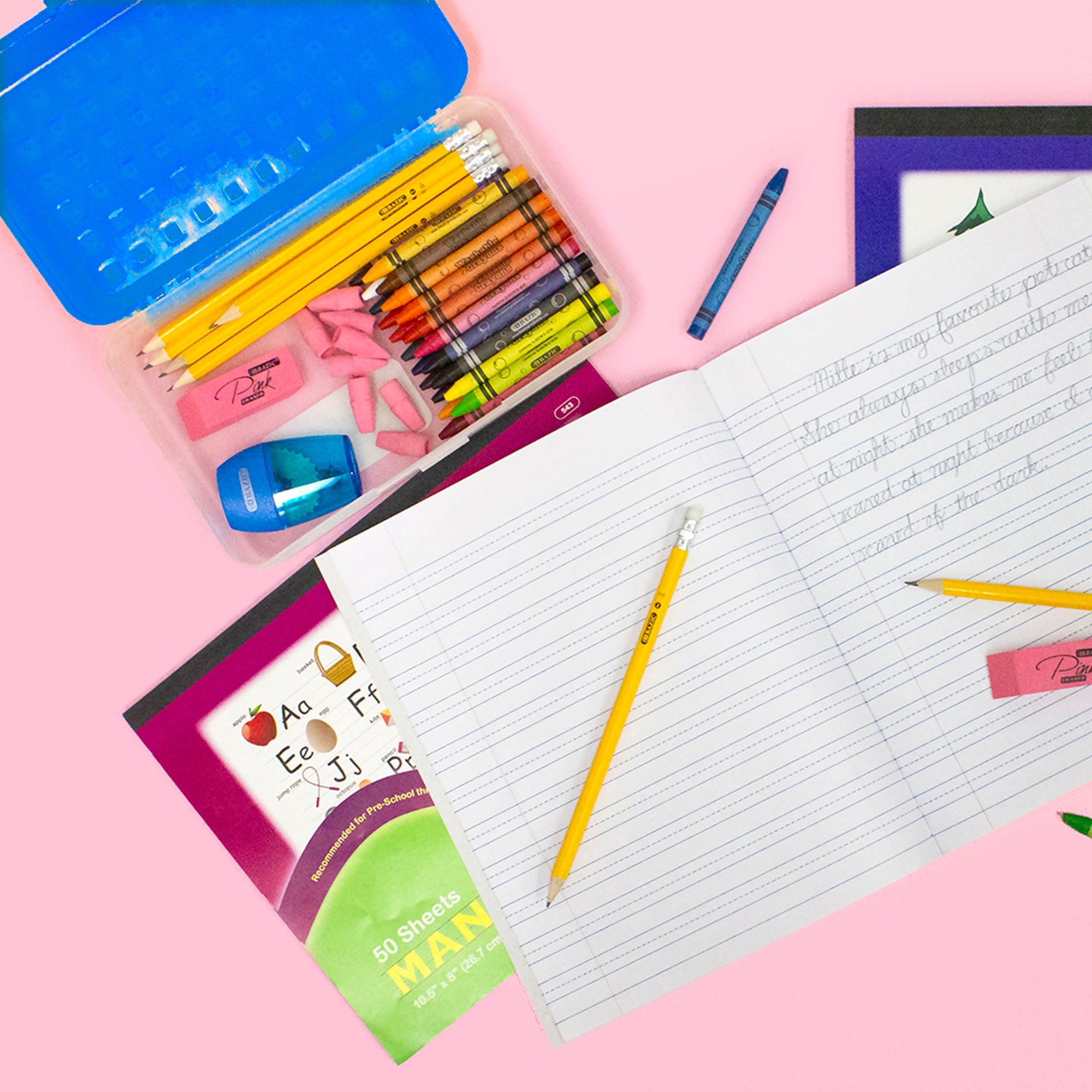 Plastic Pencil Box, 8" x 2-3/8" x 5.25", Assorted Colors