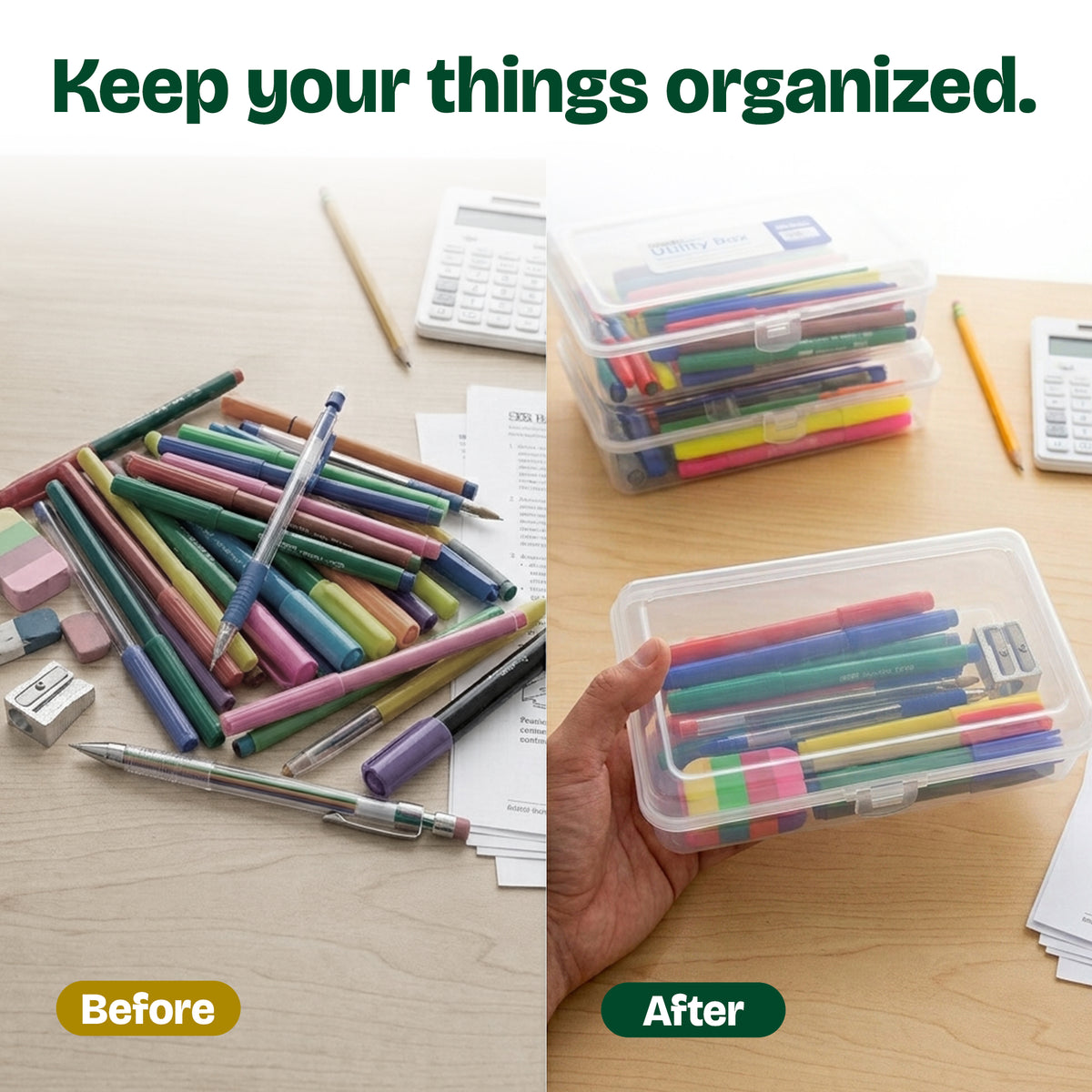 Basix Clear Multipurpose Pencil Box, Stackable