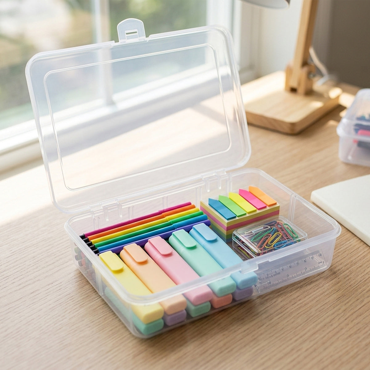 Basix Clear Multipurpose Pencil Box, Stackable