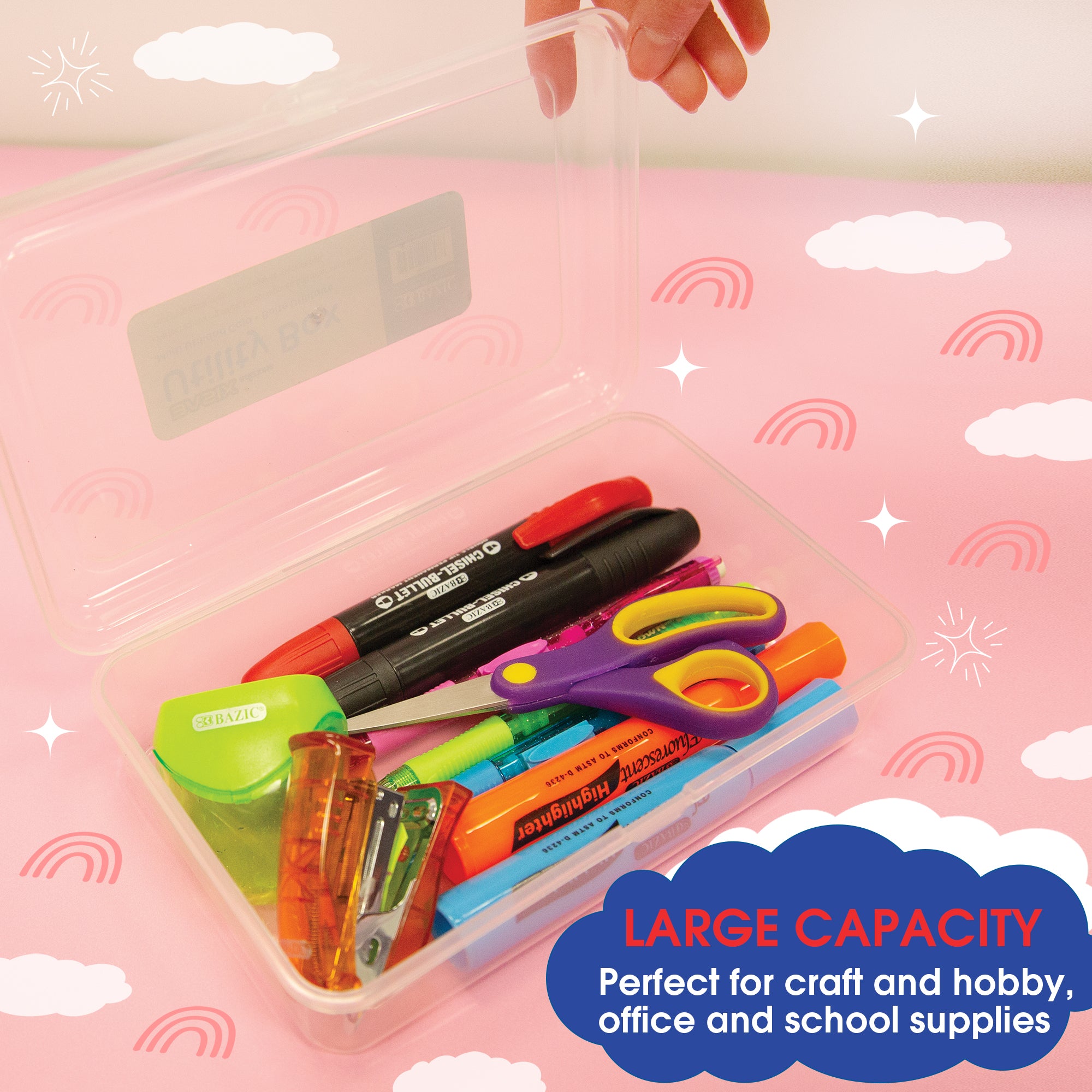 Basix Clear Multipurpose Pencil Box, Stackable