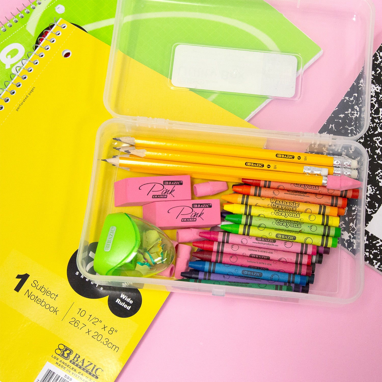 Pencil Box, Clear Plastic Utility Box, 7.75" x 5" x 2"