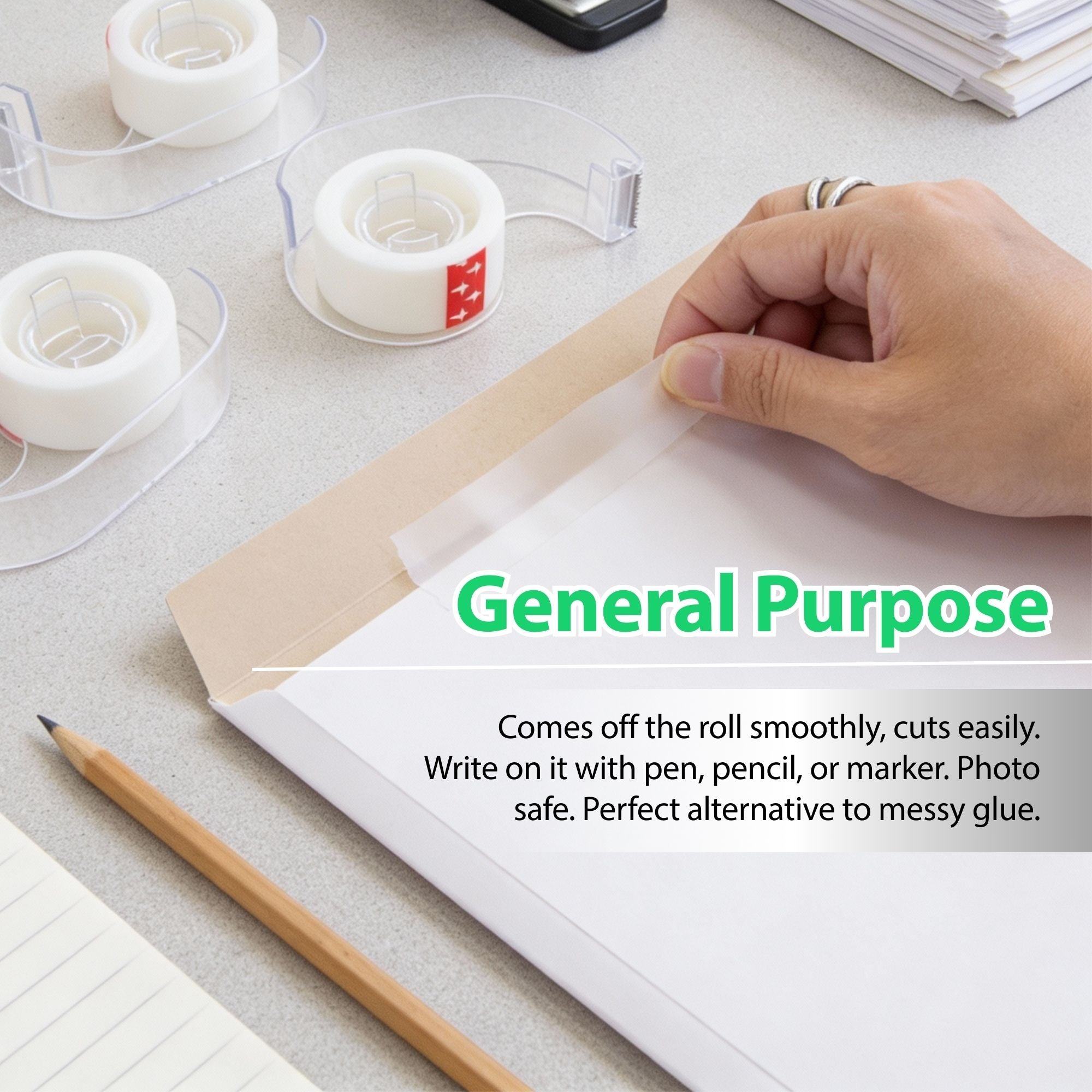 Invisible Tape, Matte Finish, 0.75" x 250", 3 Rolls