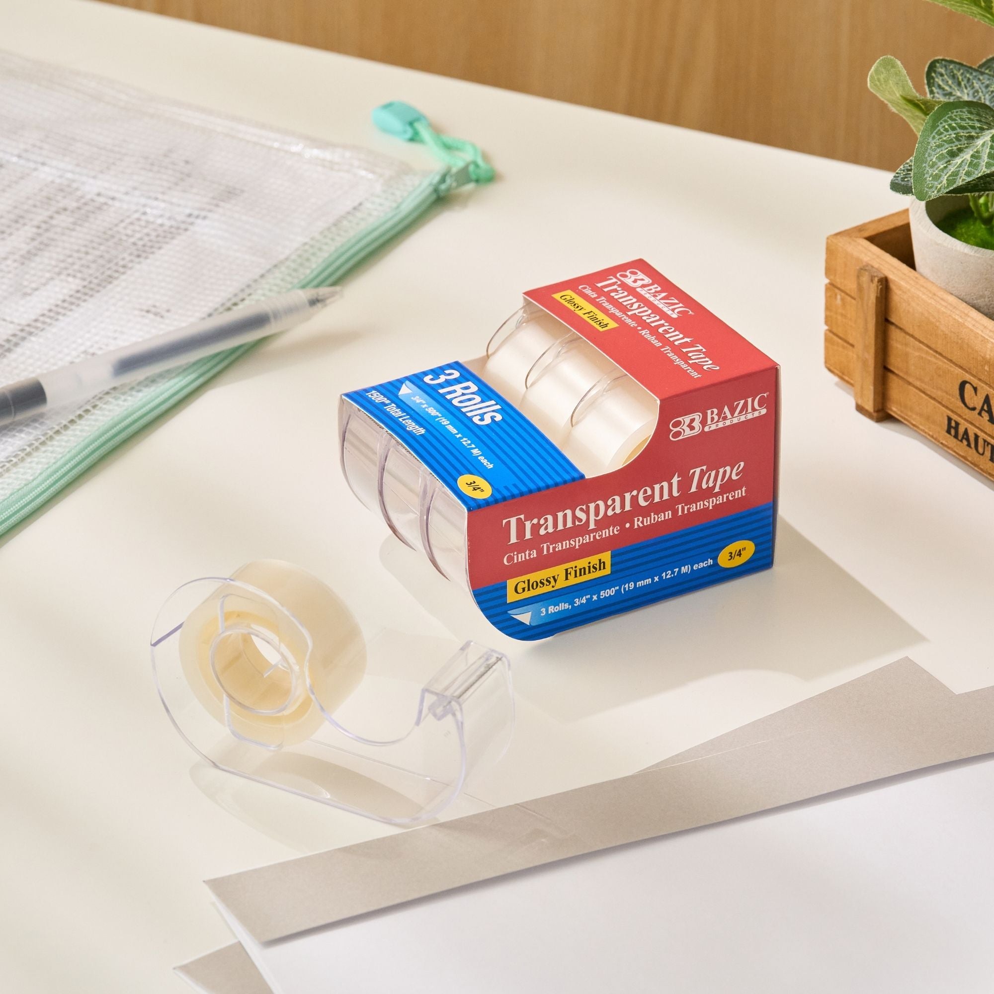 Tape, 3 Rolls, 0.75" x 500" Each